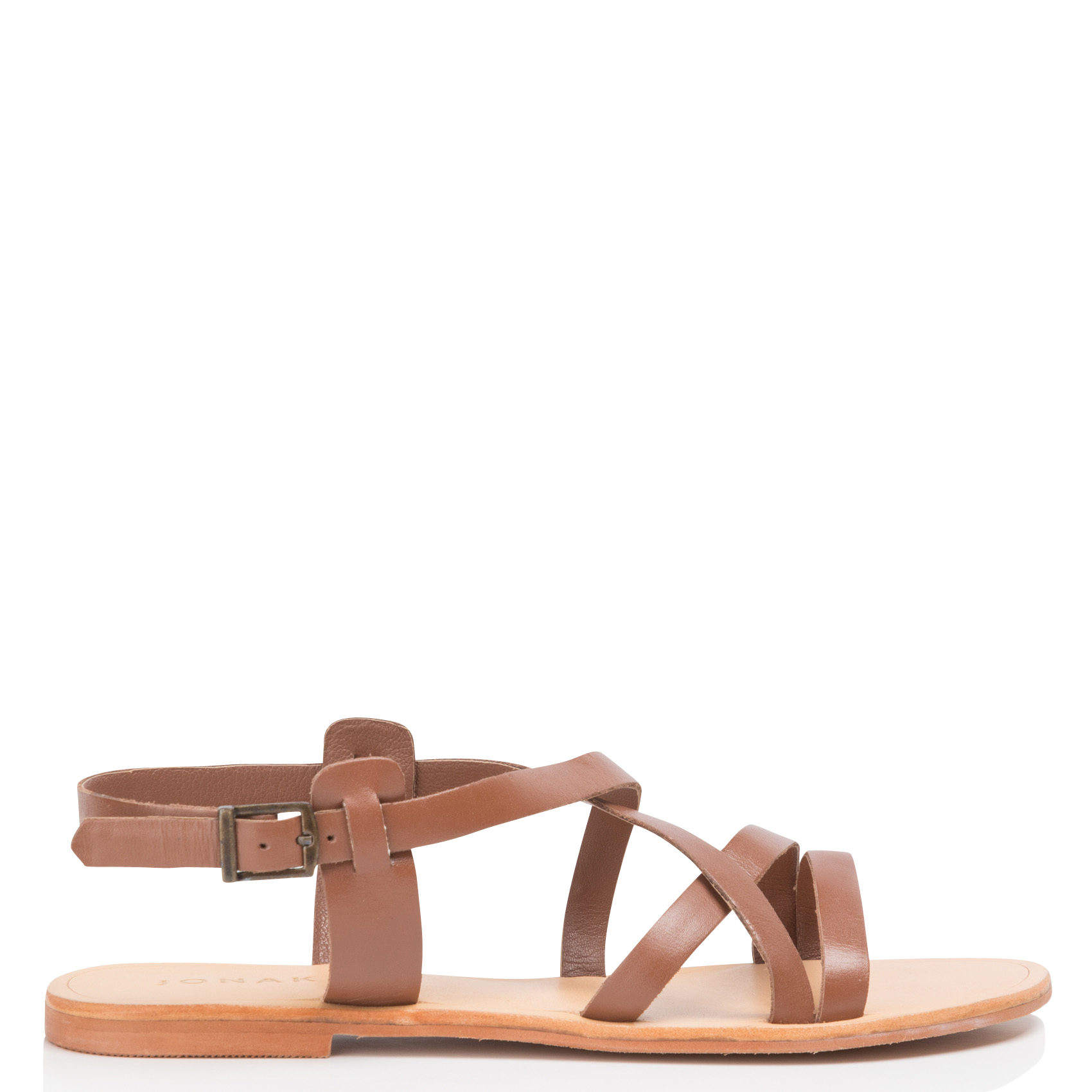 Kalfsleren sandalen met gekruiste bandjes JONAK Bruin
