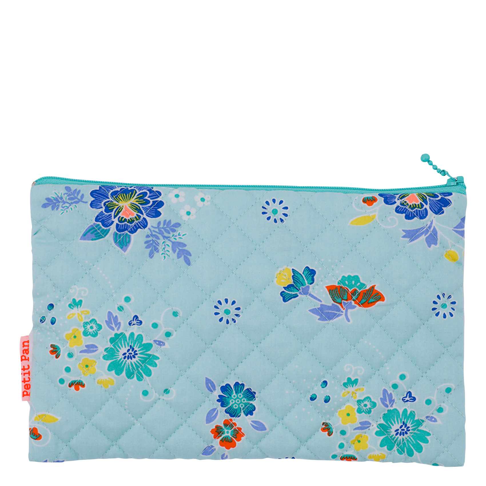 Pochette matelassée imprimé fleuri en coton PETIT PAN Bleu