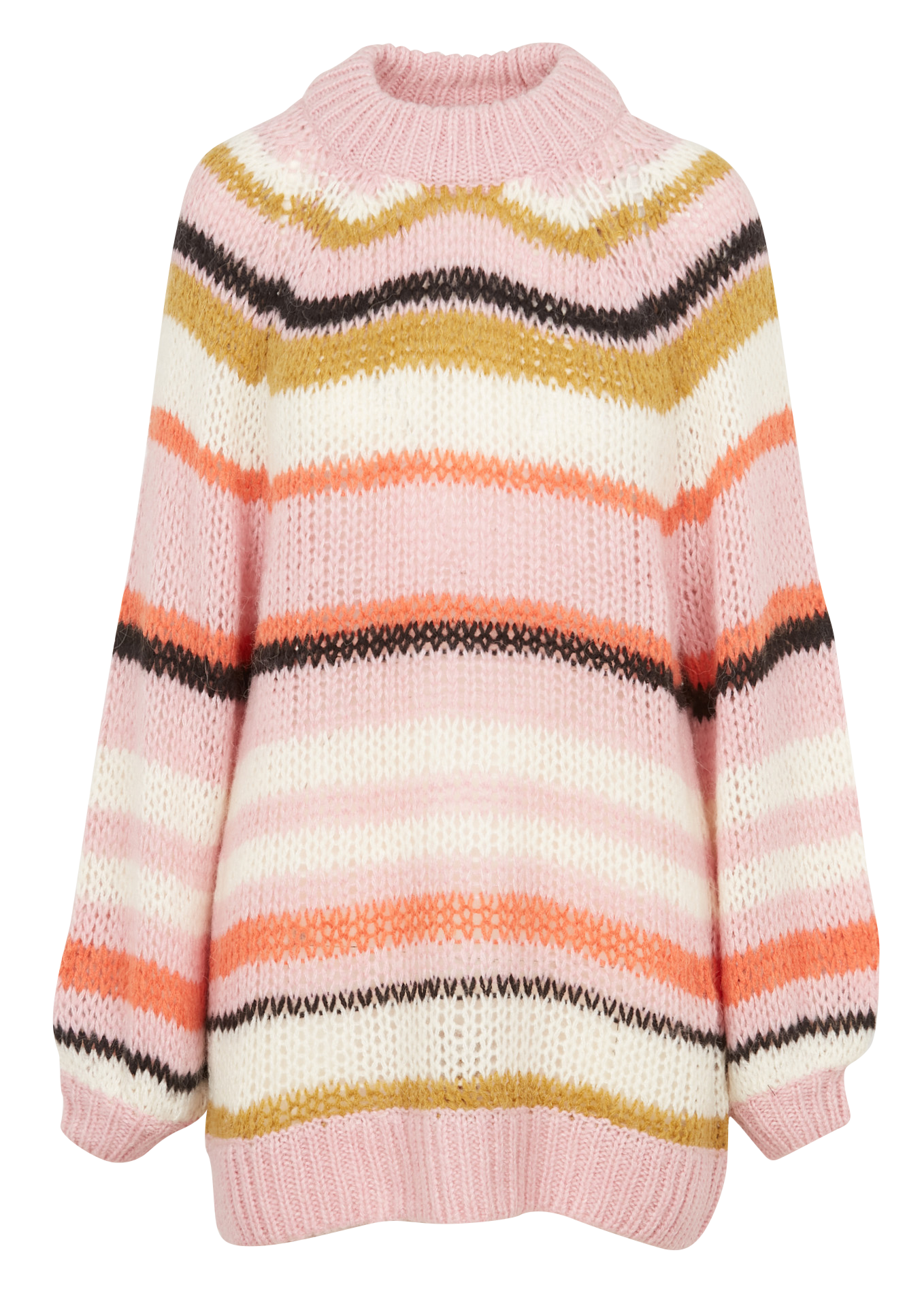 Pull-over long en maille tricotée OBJECT Rose