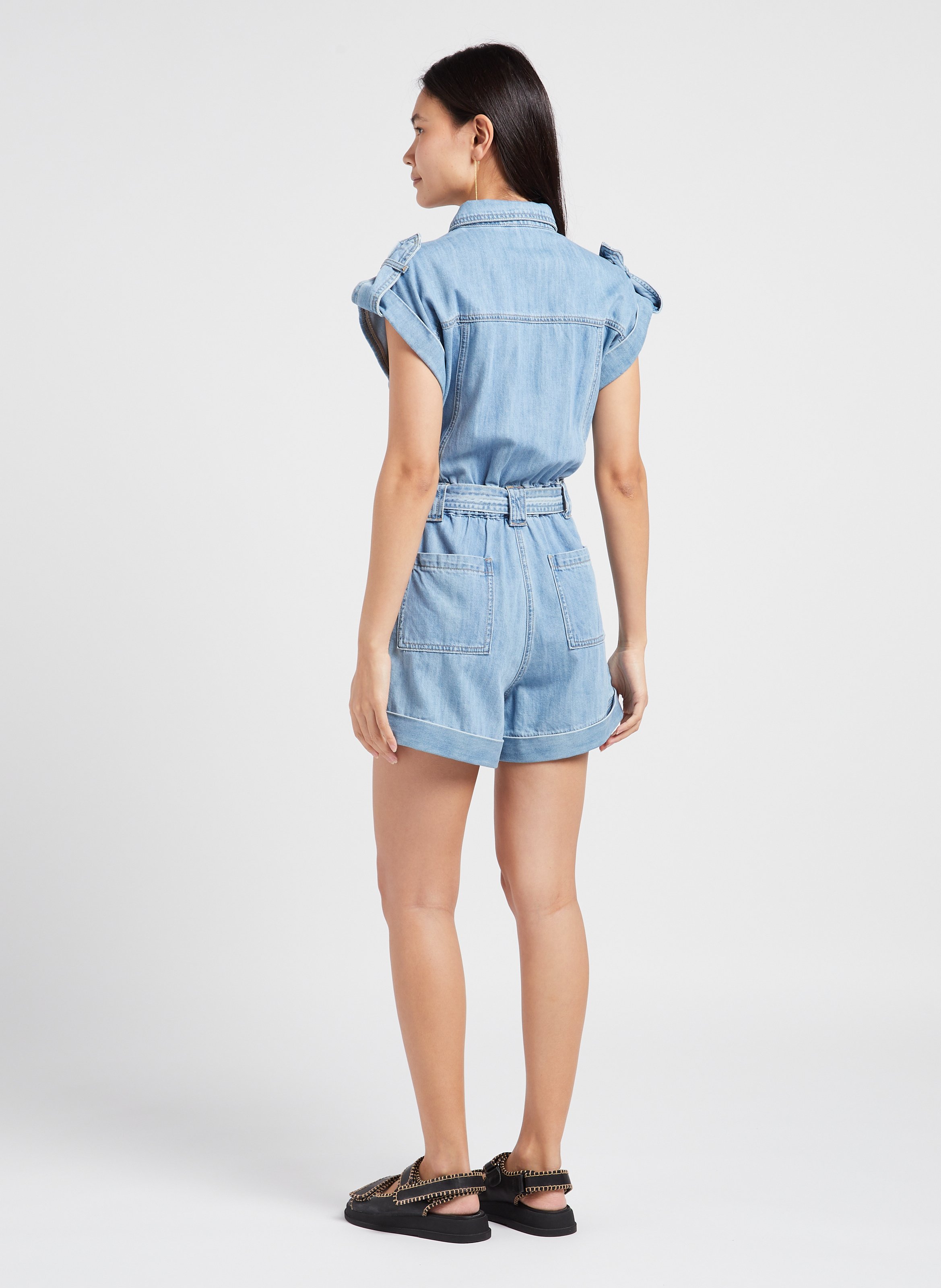 Fitted store denim playsuit