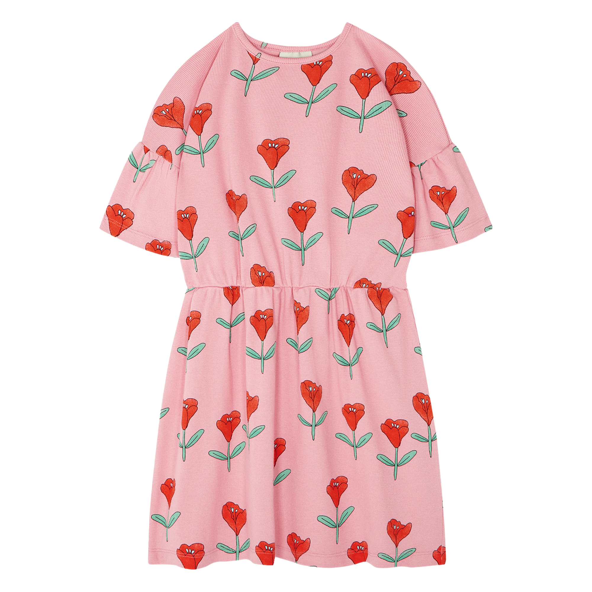 Robe courte col rond en coton imprimé THE CAMPAMENTO Rose