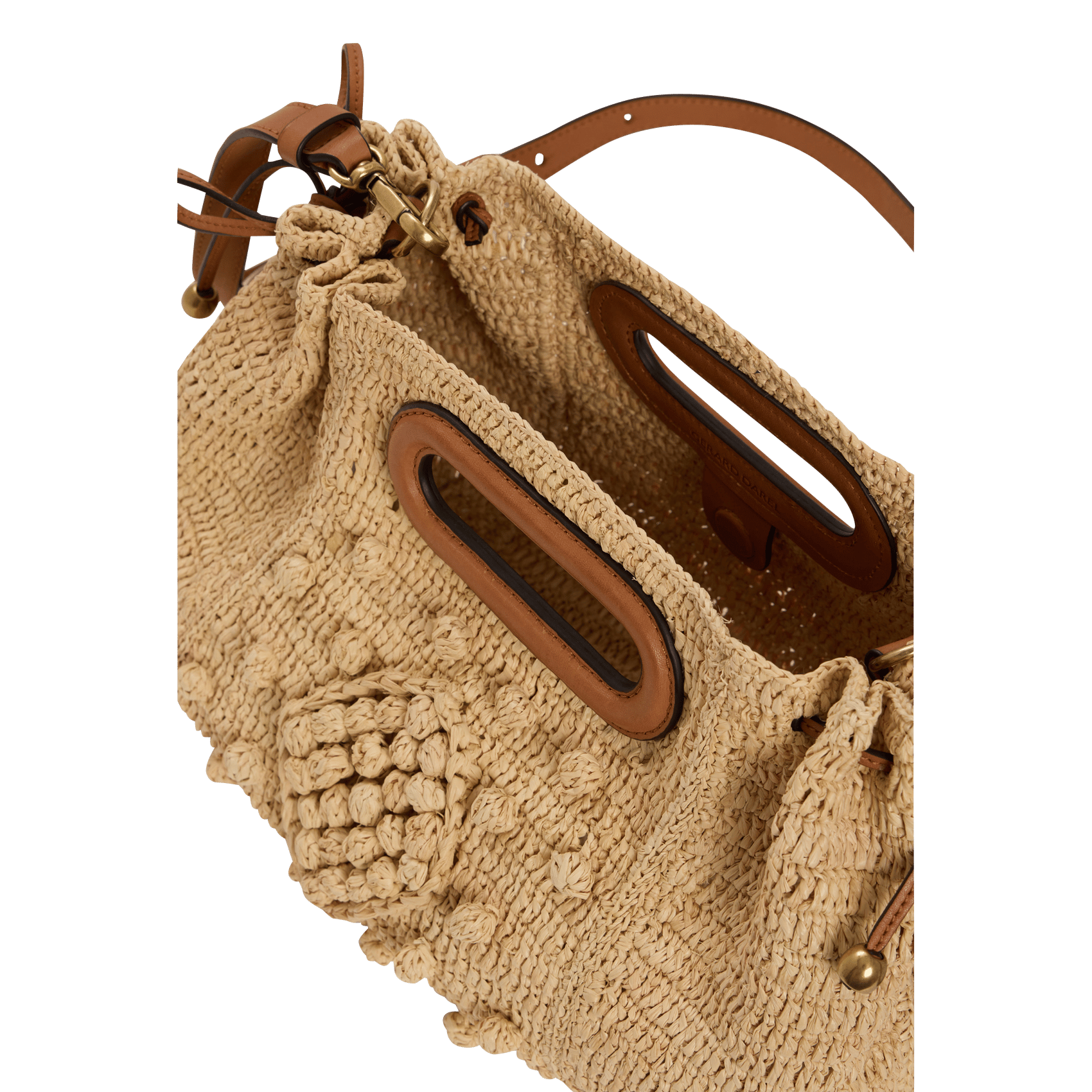 Bolso bandolera de rafia y piel GERARD DAREL Beige