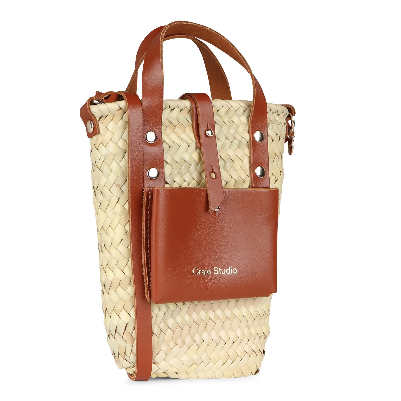 Panier tressé à la main au Maroc en fibre naturel de palmier Doum CRAIE STUDIO Marron