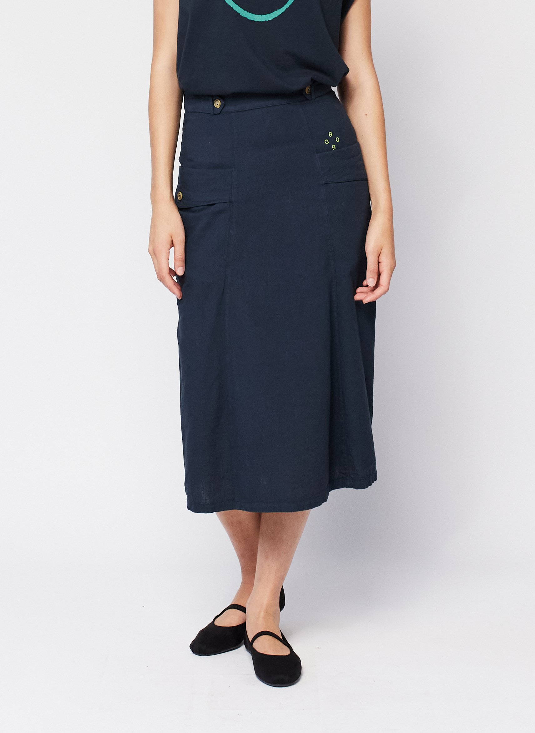 Rechte rok | linnen/katoenblend BOBO CHOSES Blauw