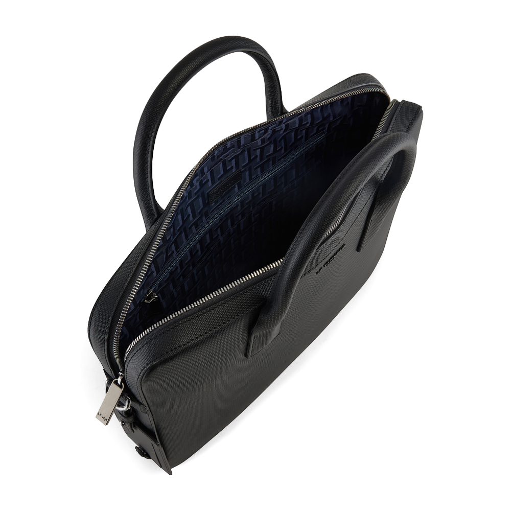 Slanke documenthouder van 14&quot; in leer LE TANNEUR Zwart