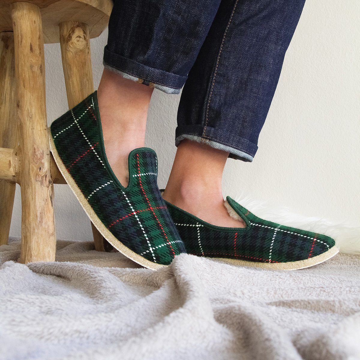 Fabric Charentaise slippers JULES & JENN Green