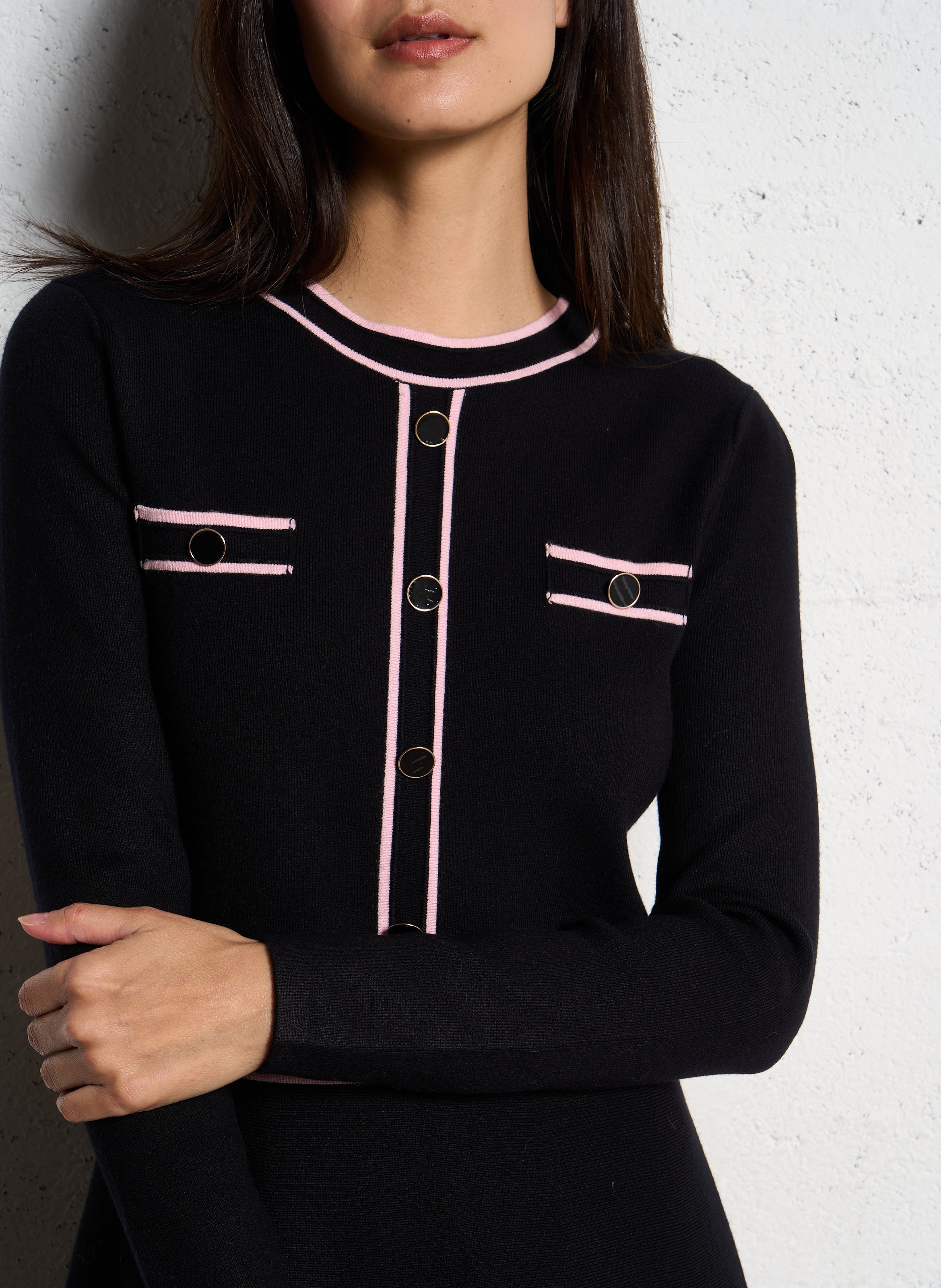 Robe courte cintrée en tricot  MORGAN Noir