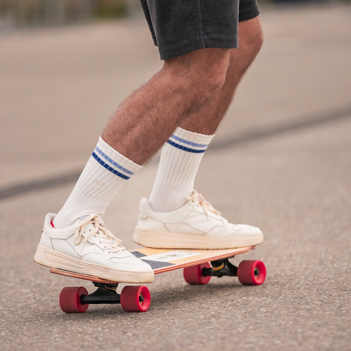 Combed Cotton Retro Socks White