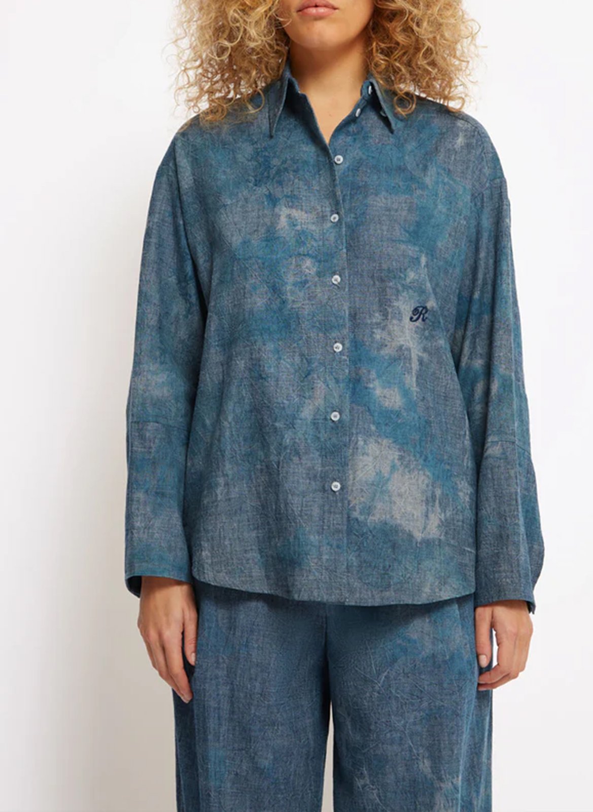 Oversize-Hemd aus Baumwollmix ROSEANNA Blau