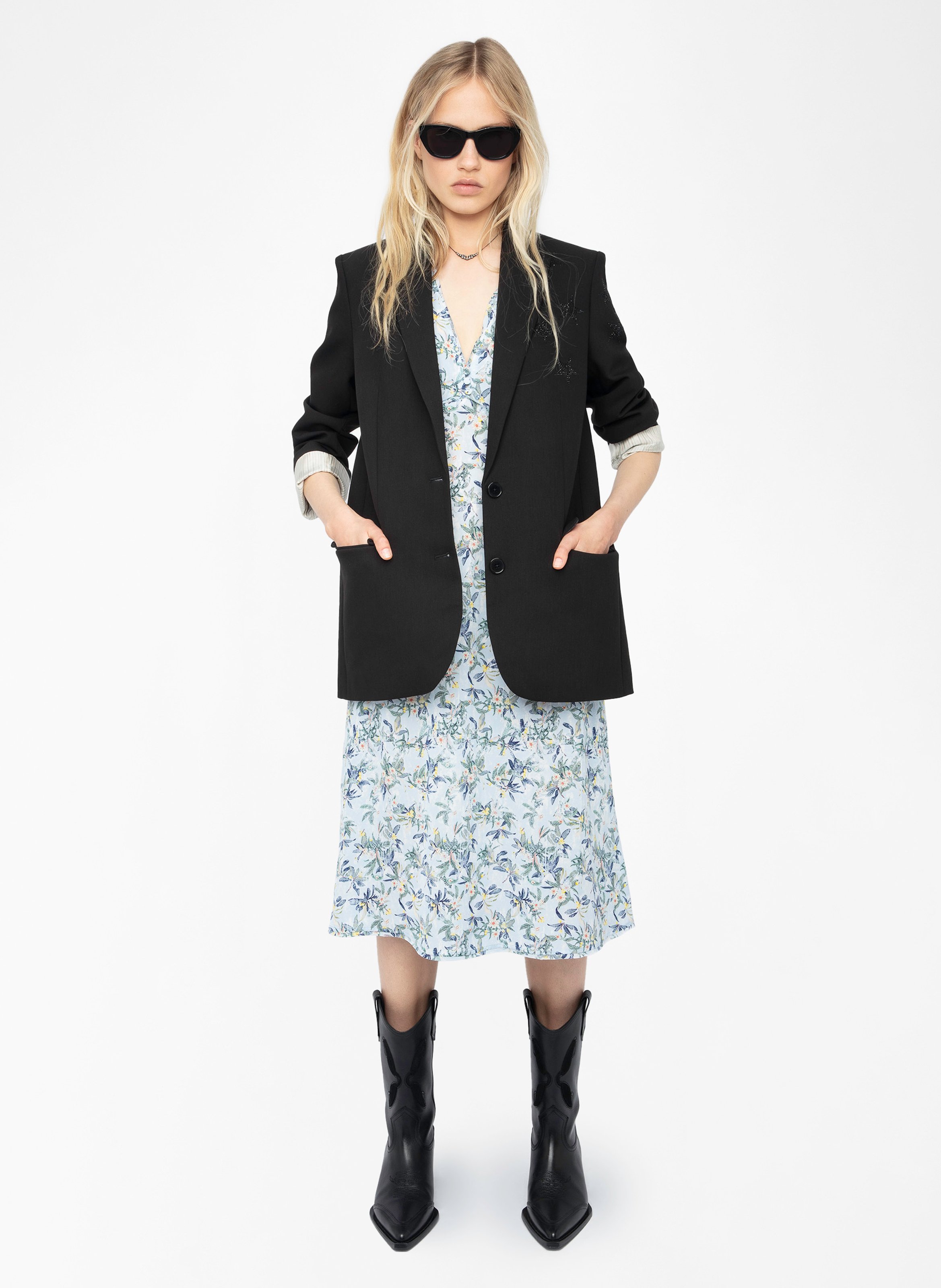 Abito corto con scollo a V stampato ZADIG&VOLTAIRE Blu