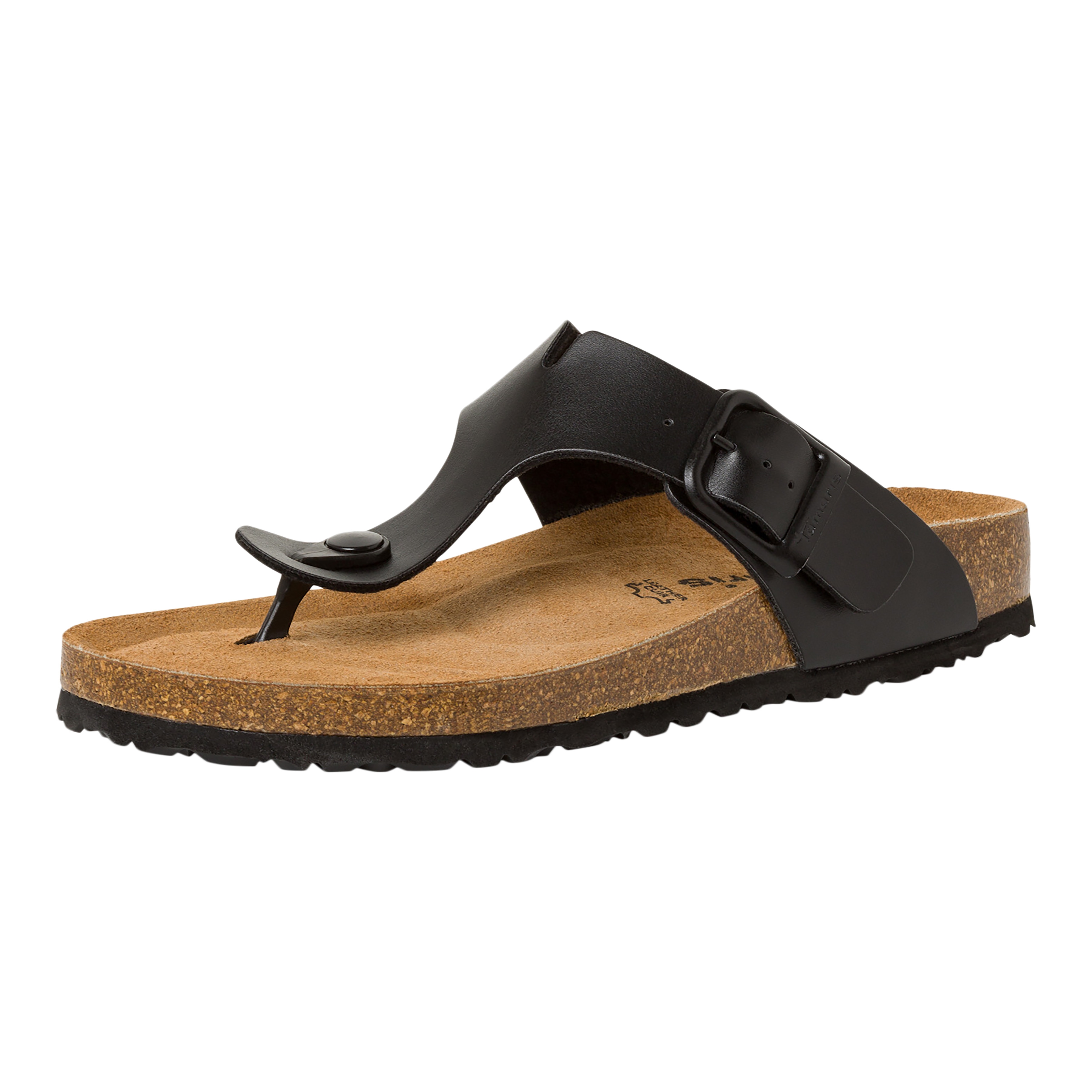 Aouda flat leather sandals TAMARIS Black