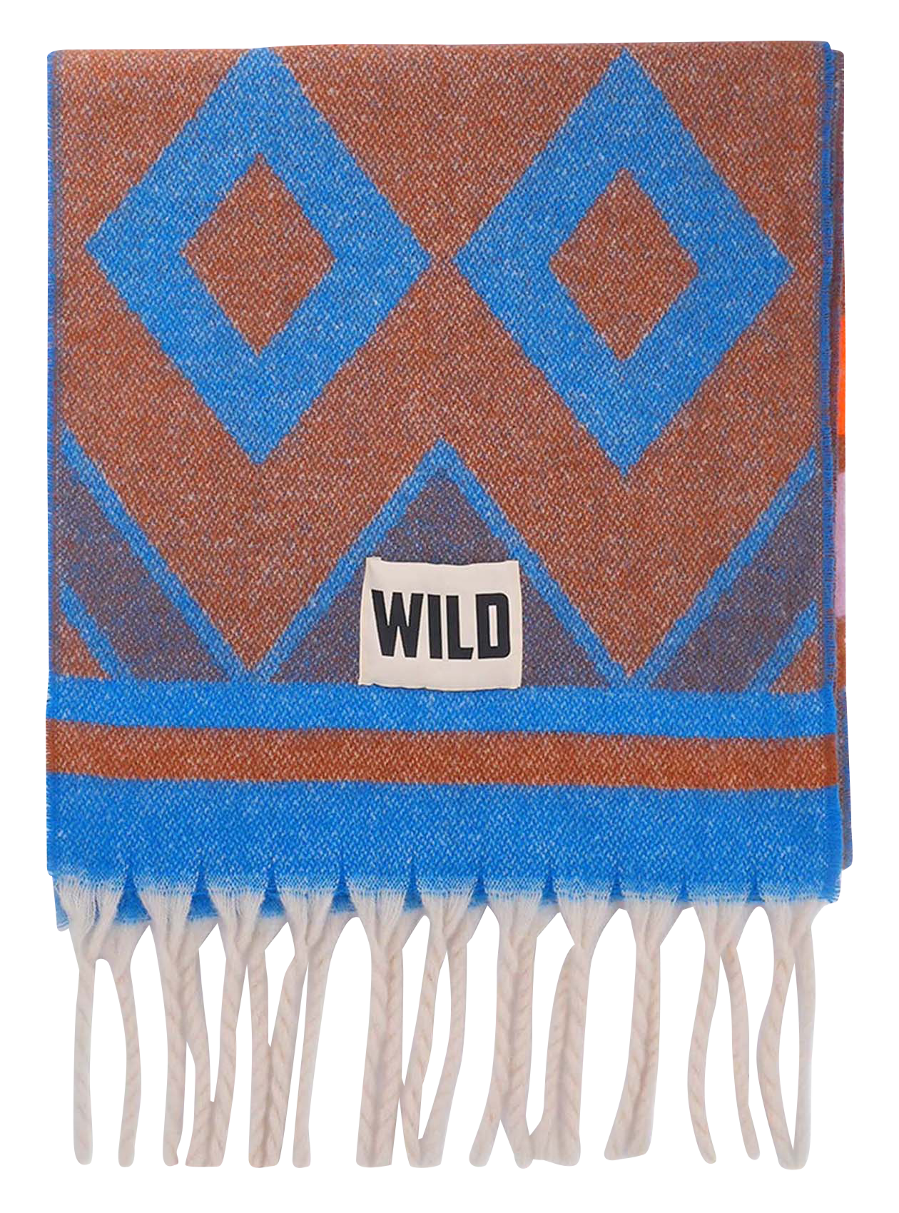Fringed printed scarf WILD Blue