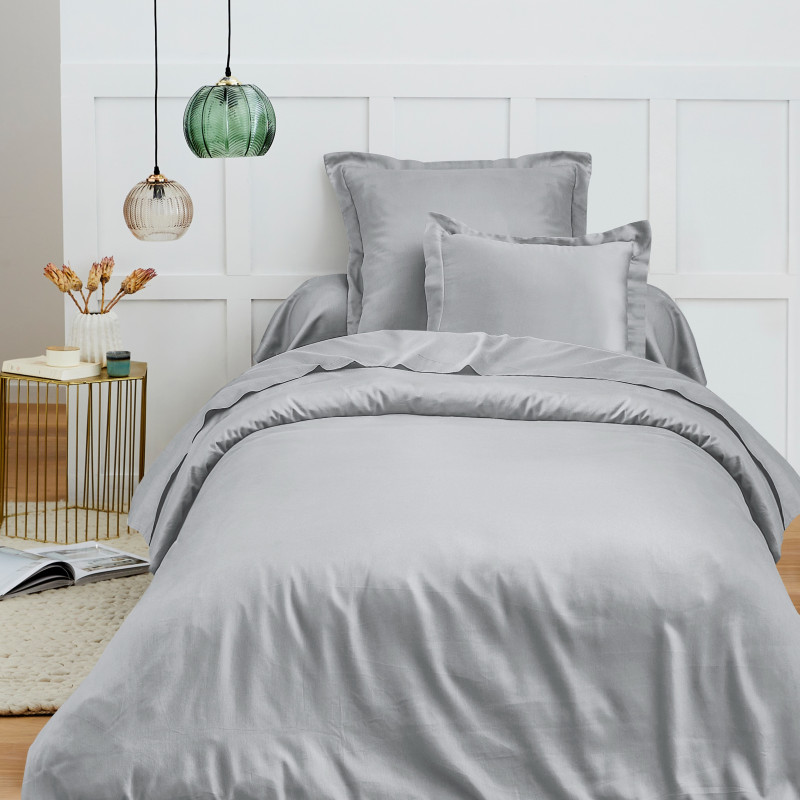 140 x 200 cm "premium" duvet cover for single bed COTON PUR Grey
