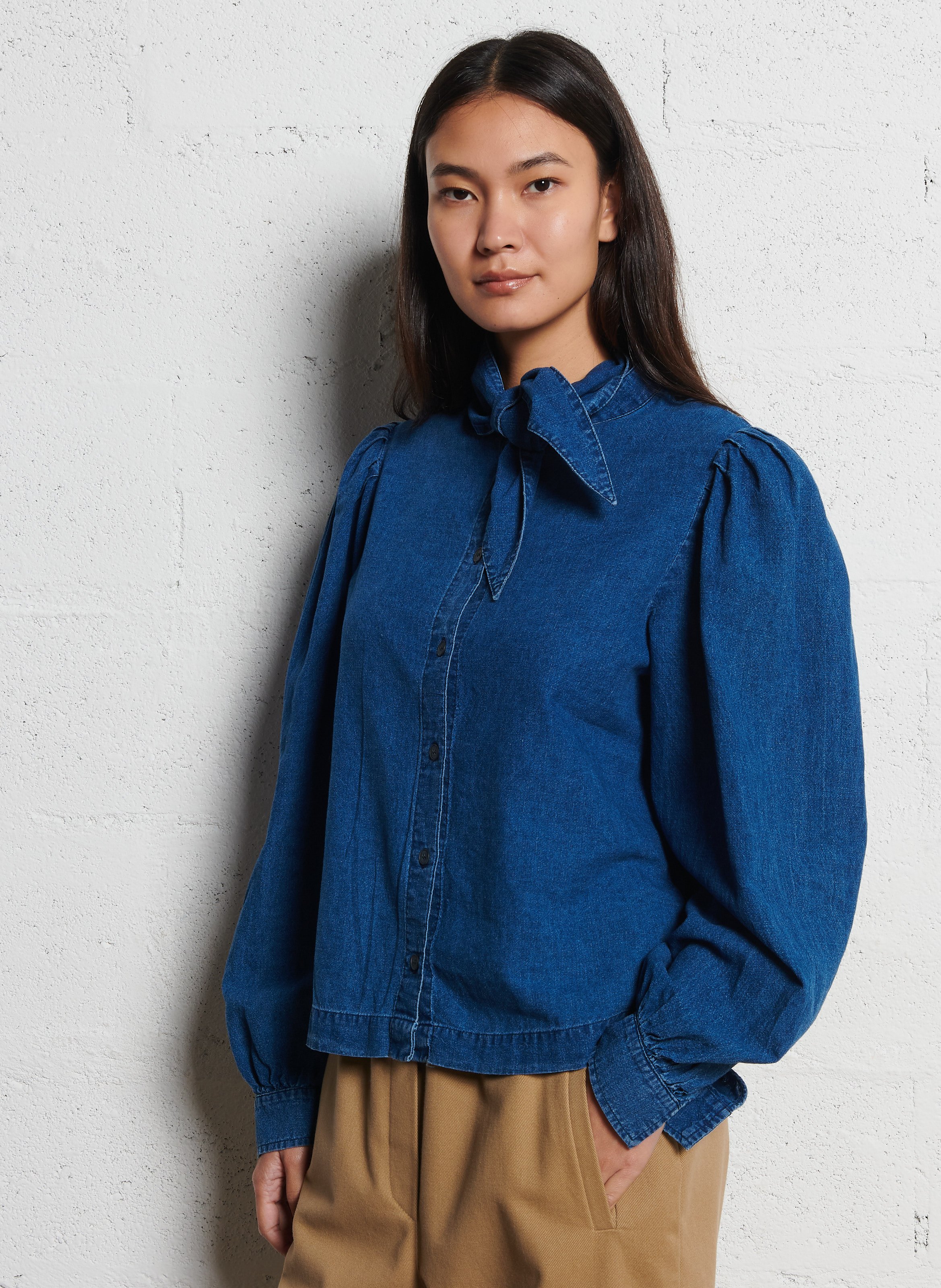 Recht overhemd van linnenmix SUZIE WINKLE Blauw