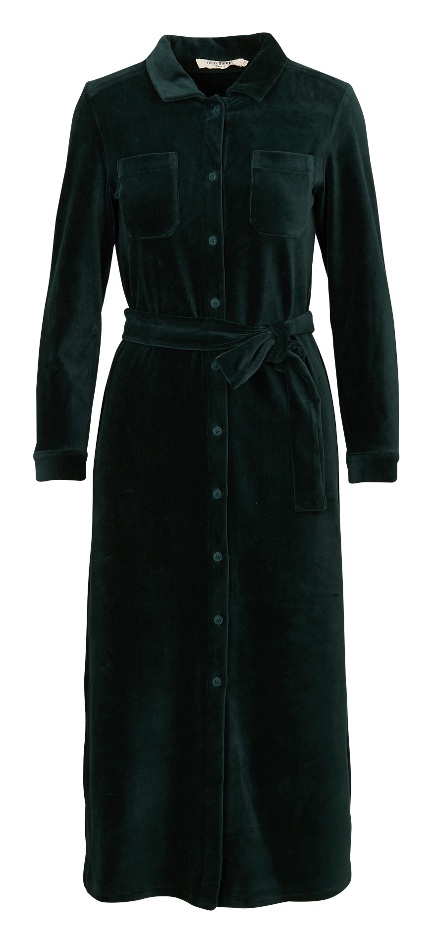 Robe midi ceinturée en velours côtelé NICE THINGS Vert