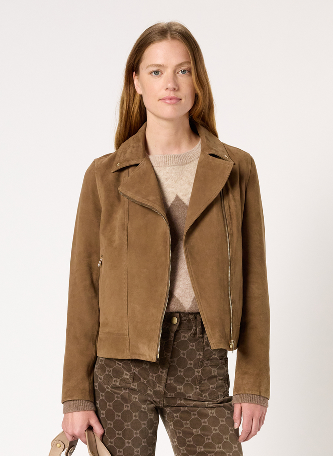 Leather jacket with tailored collar GERARD DAREL Brown