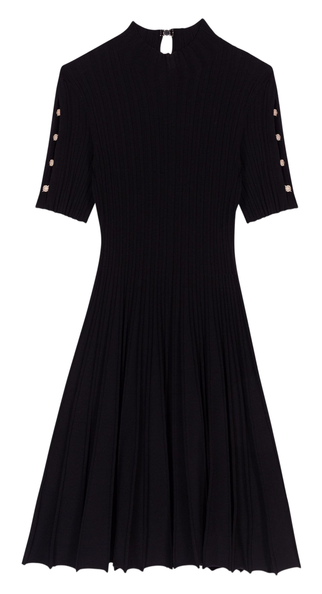 Robe courte patineuse à détails boutons MAJE Noir