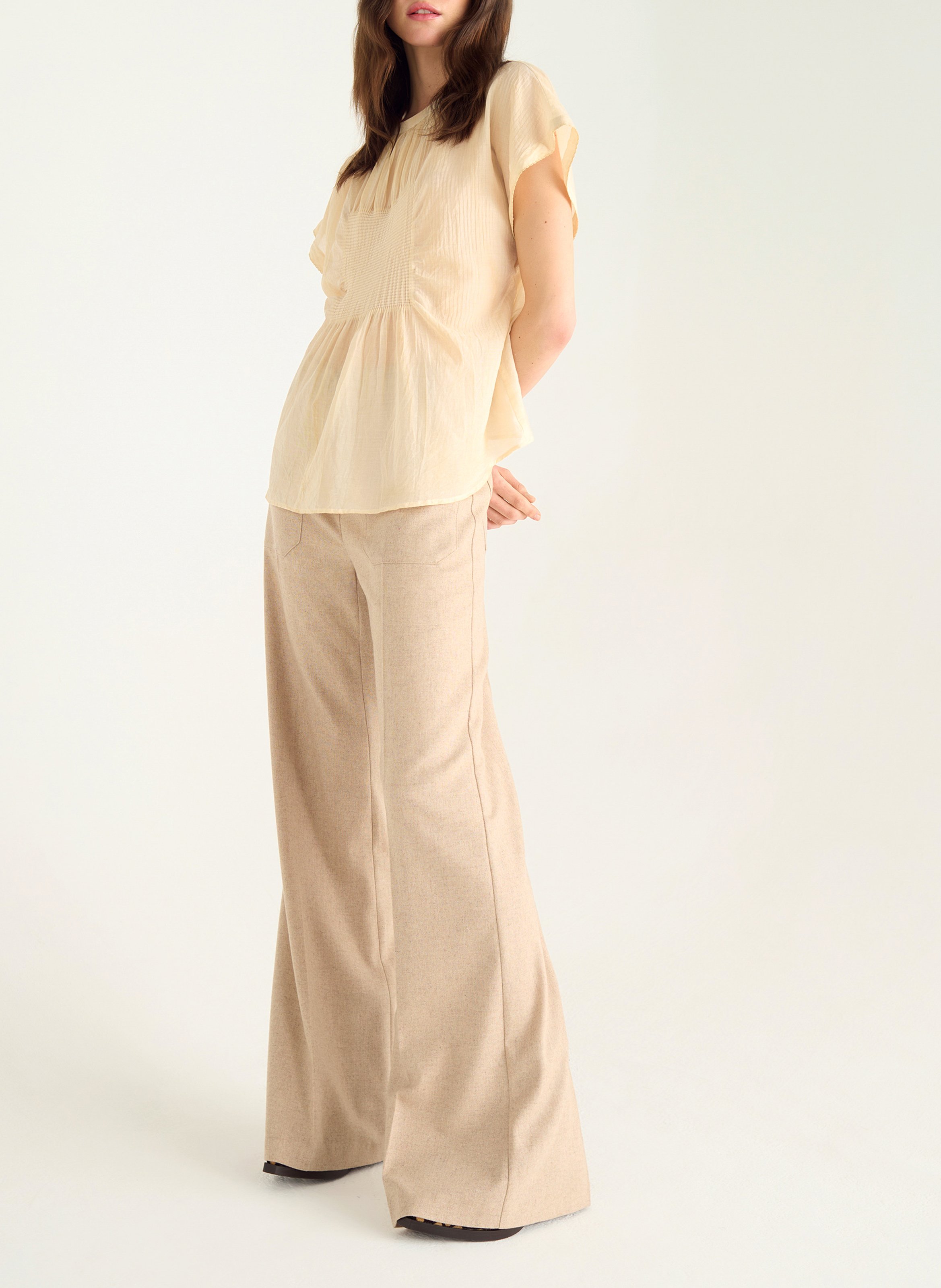 Katoenen blouse met ronde hals COTELAC Wit