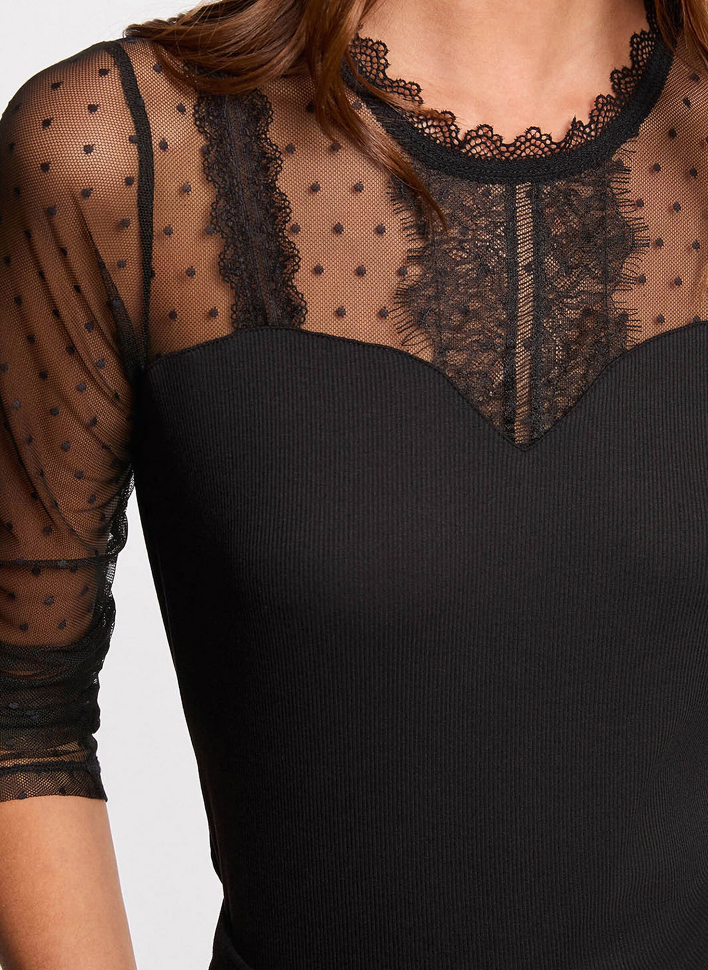 Fitted lace top MORGAN Black