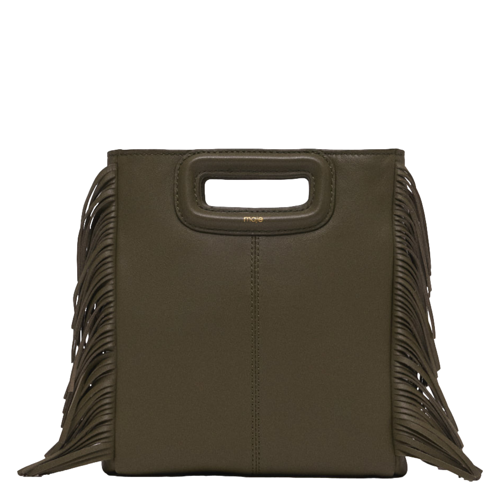 Sac bandoulière en cuir lisse MAJE Kaki