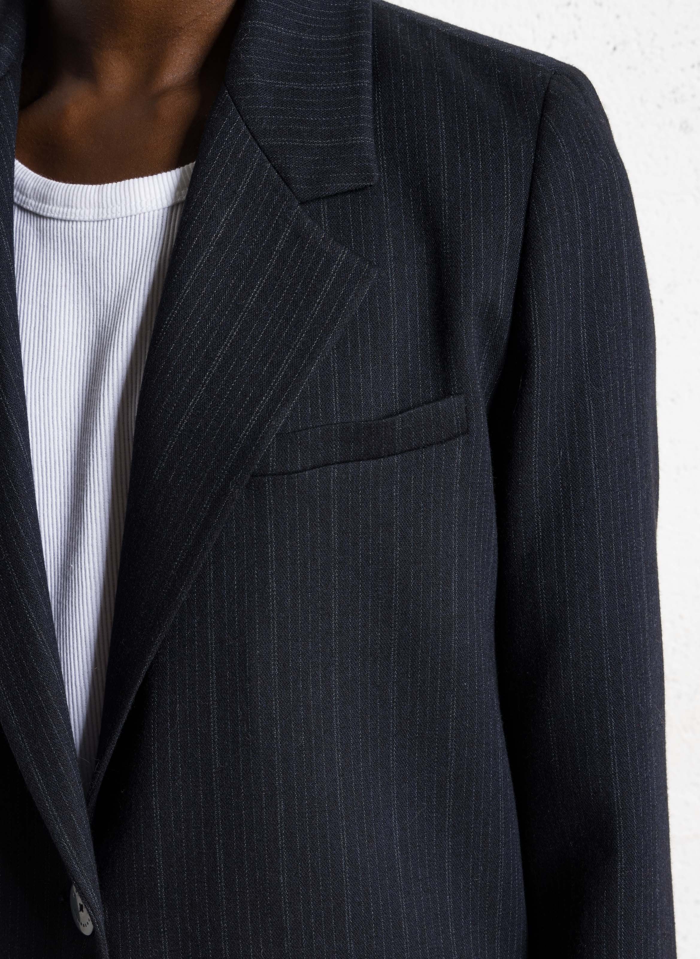 Veste col tailleur masculine en laine vierge MARGAUX LONNBERG Bleu