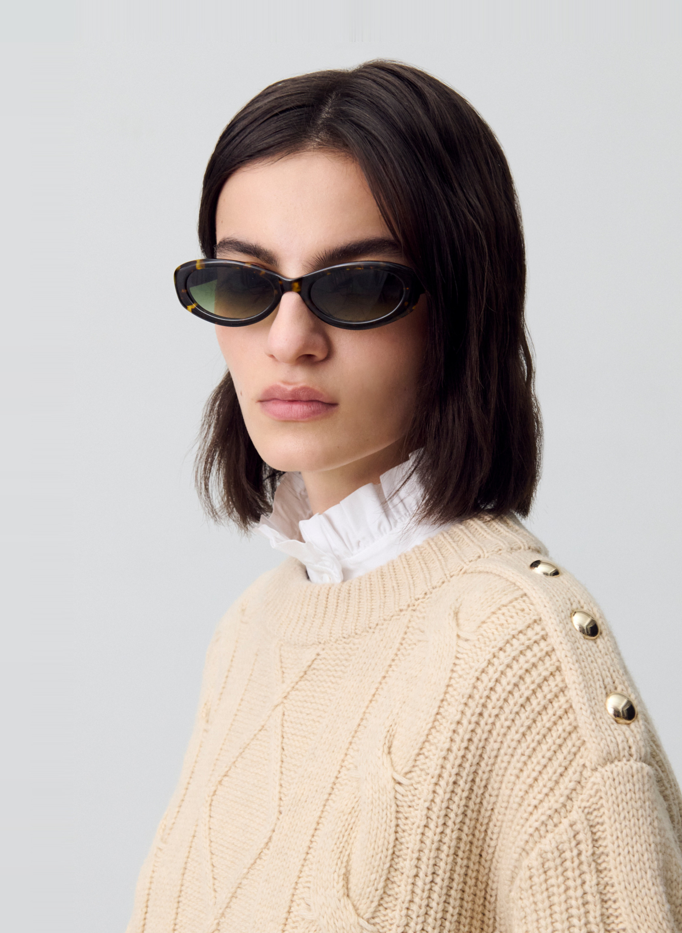 Pull oversize col rond en laine mélangée CLAUDIE PIERLOT Beige