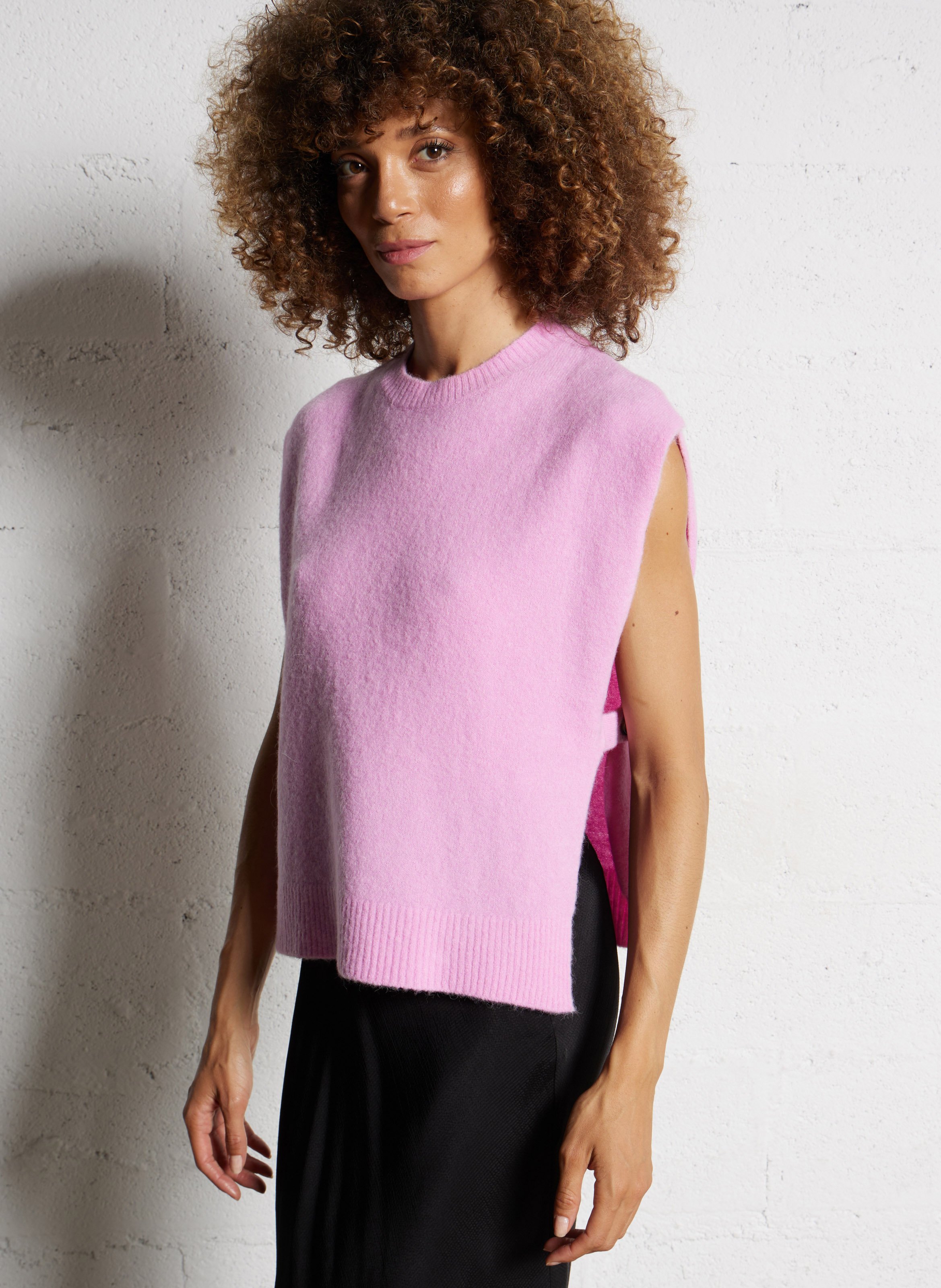 Pull oversize col rond en maille HARTFORD Rose