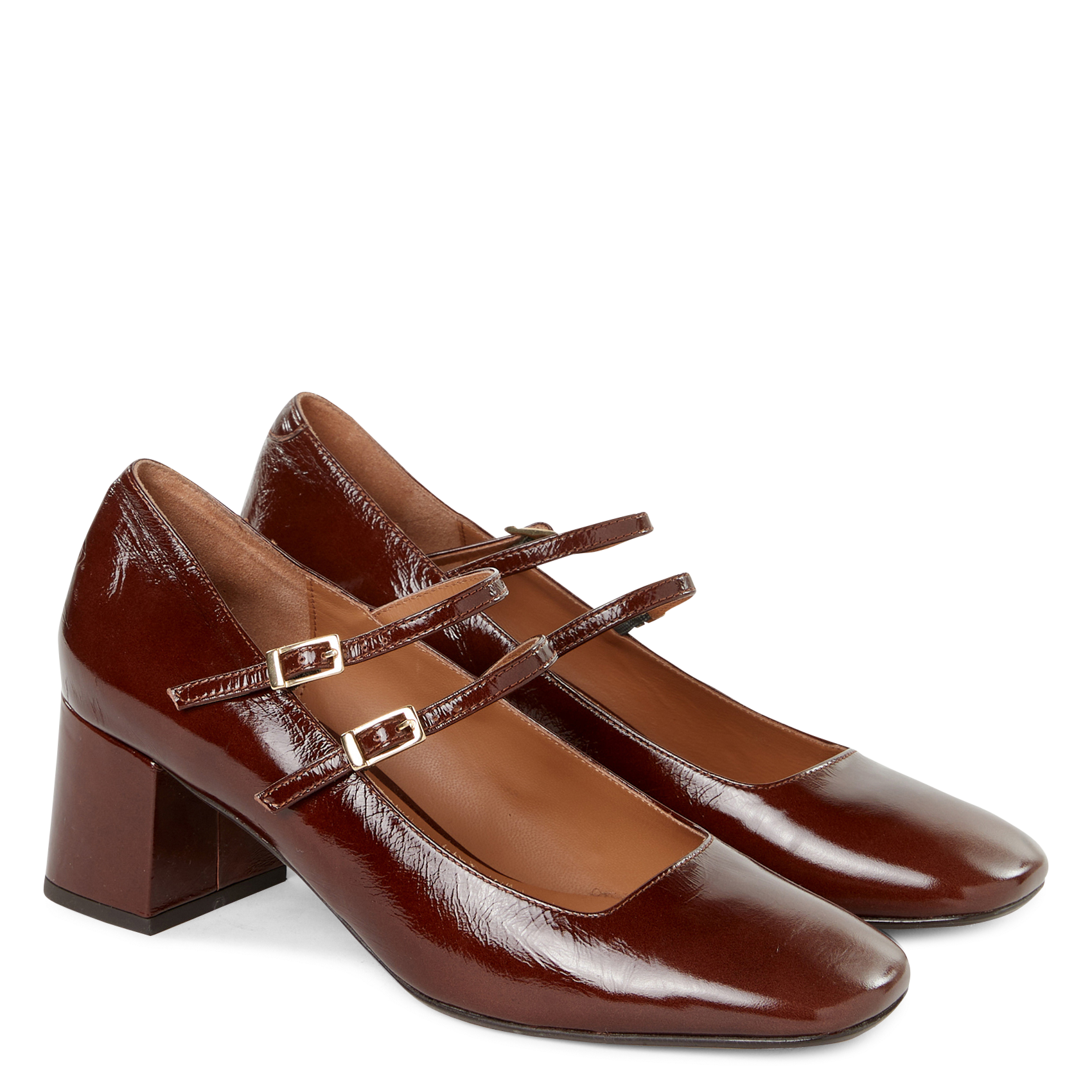 Heeled patent leather Mary Janes SAISON 1865 Brown