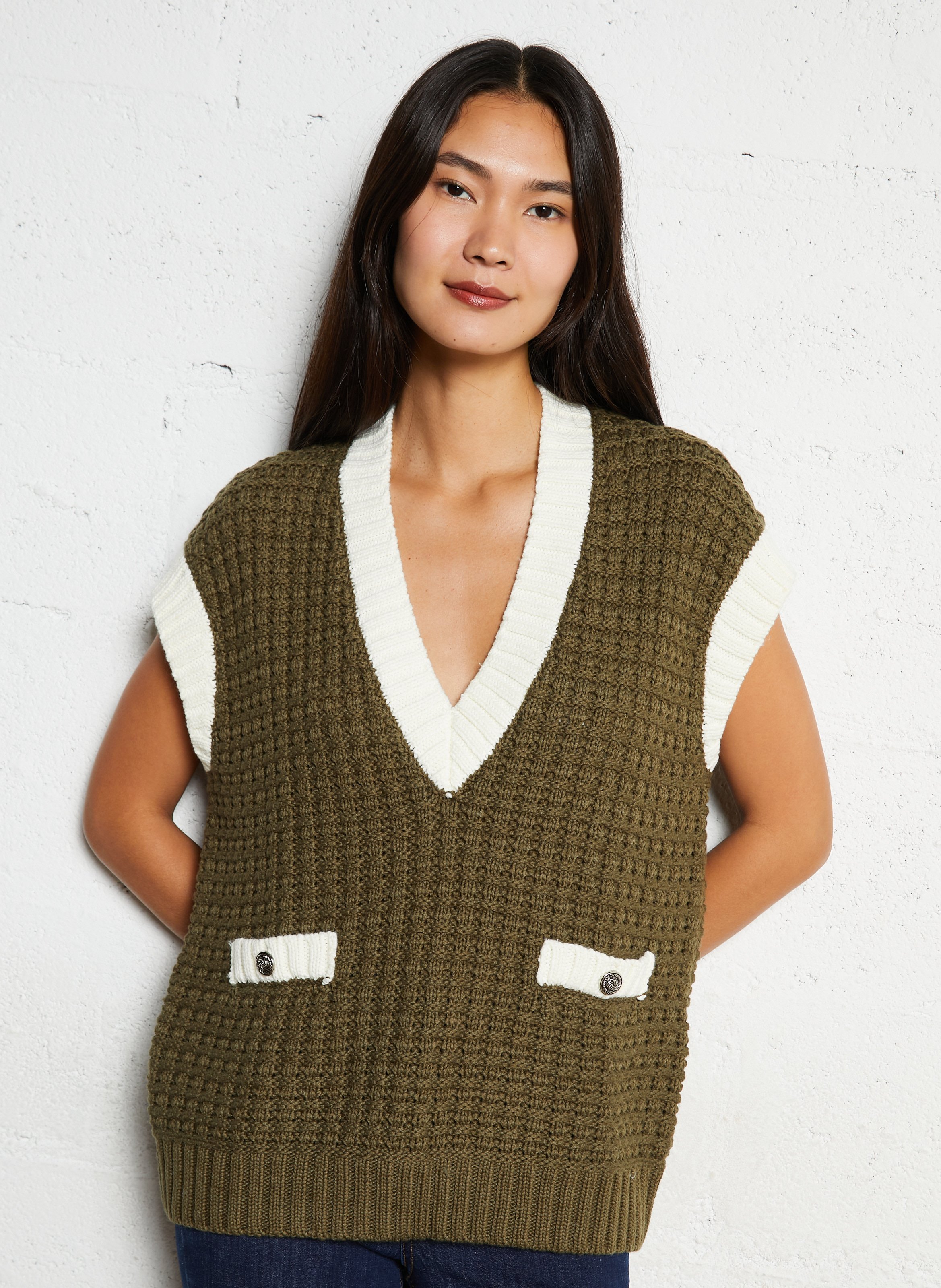 Pull col v en coton mélangé LIU JO