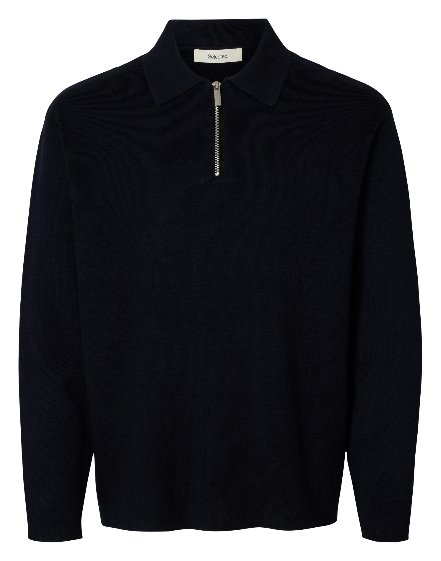 Sweat droit uni à demi zip SELECTED Bleu