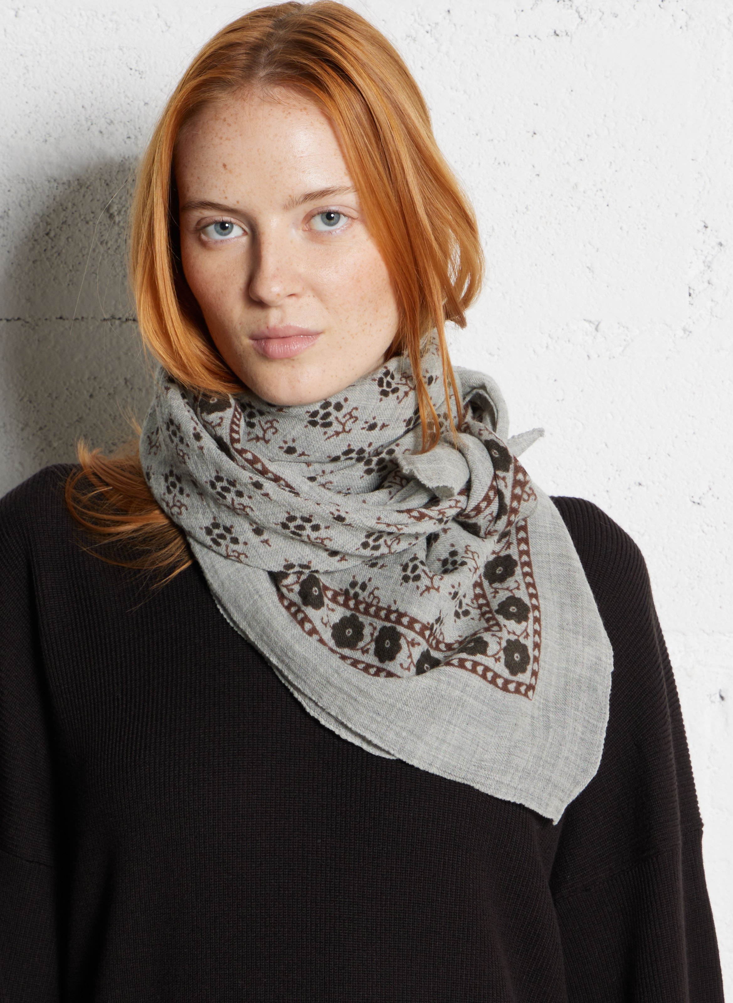 Printed wool twill scarf SOEUR Multicolored