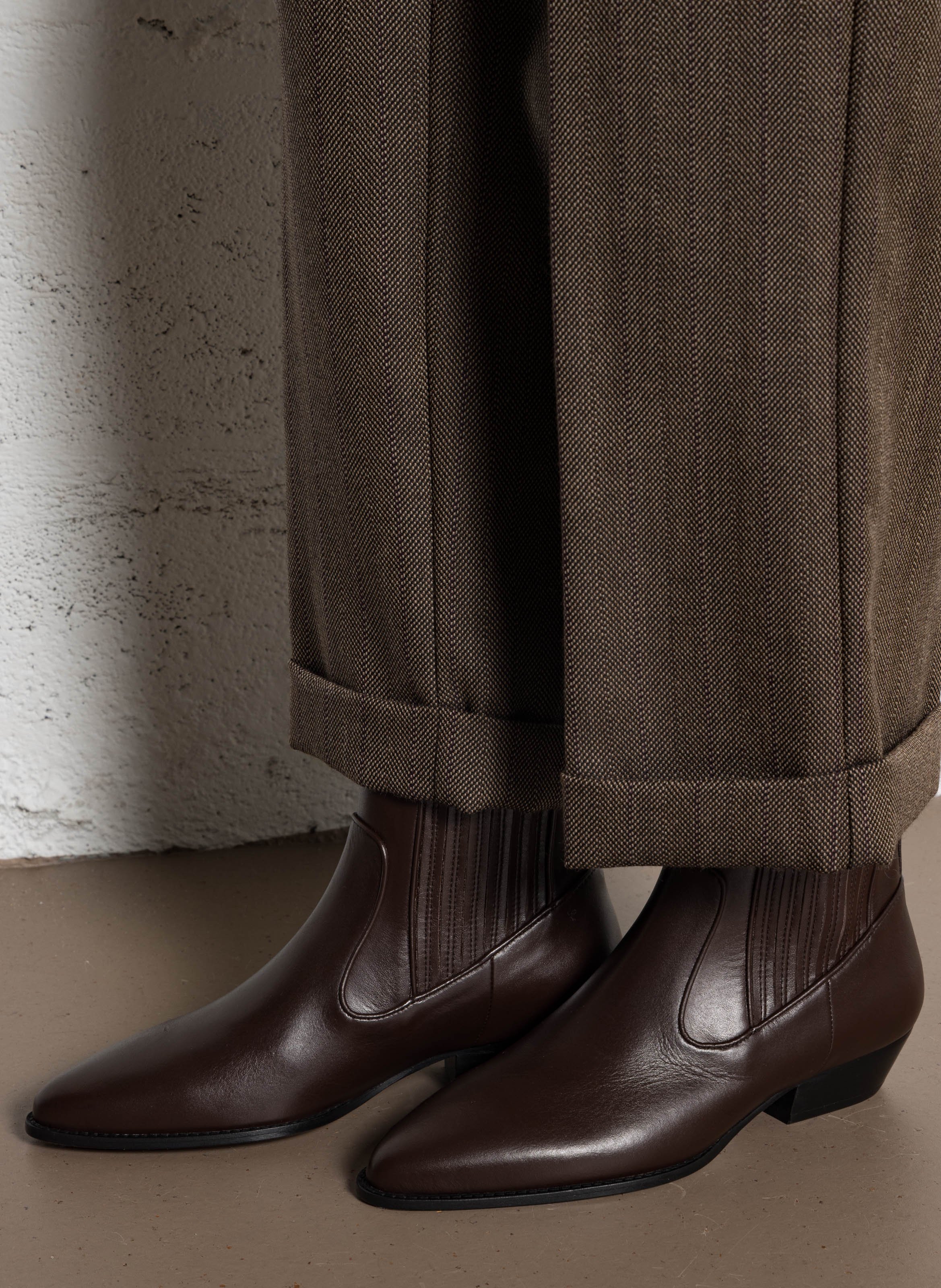 Bottines en cuir SOCQUE PARIS Marron