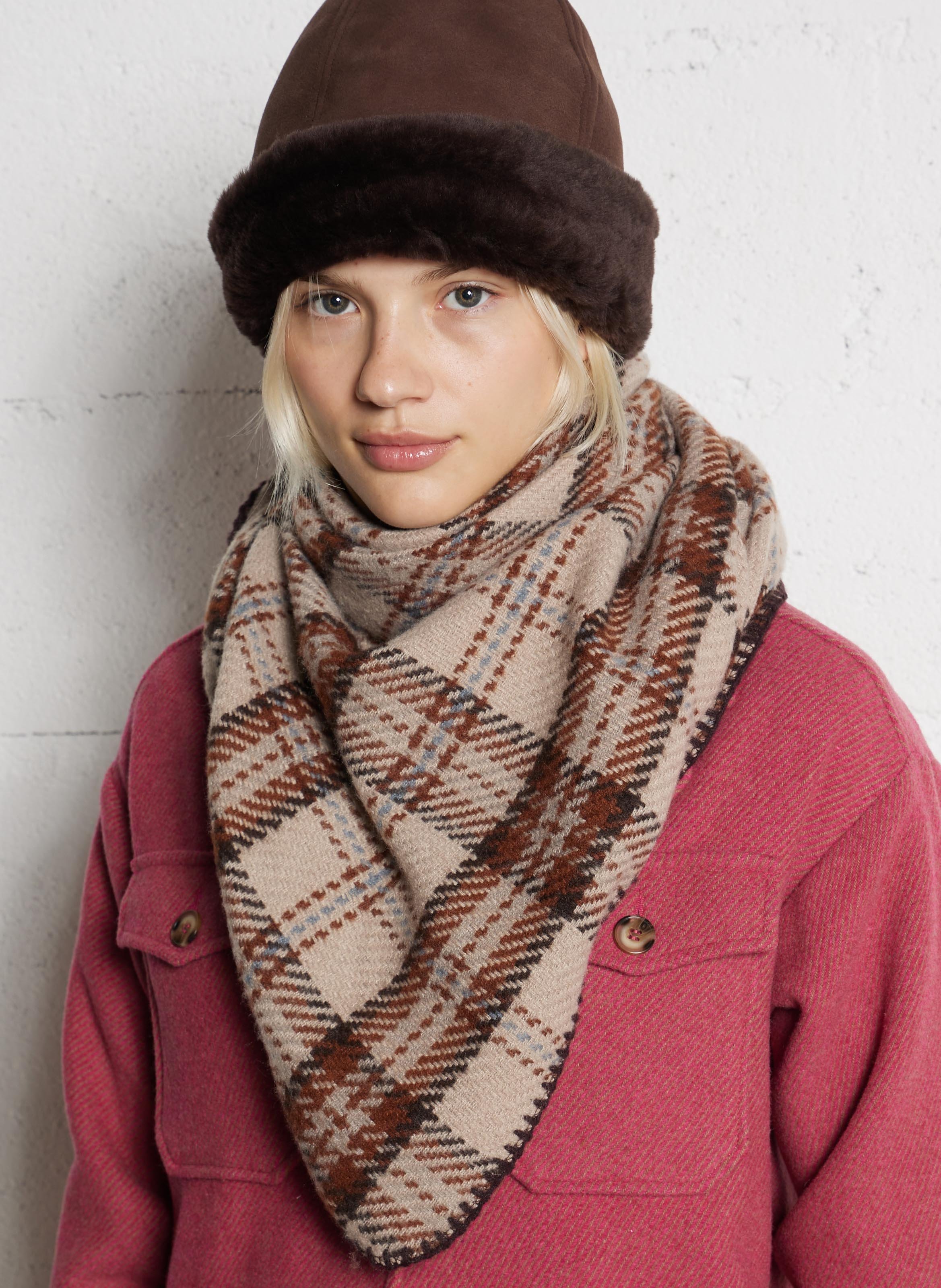 Checkered scarf MAISON 123 Brown