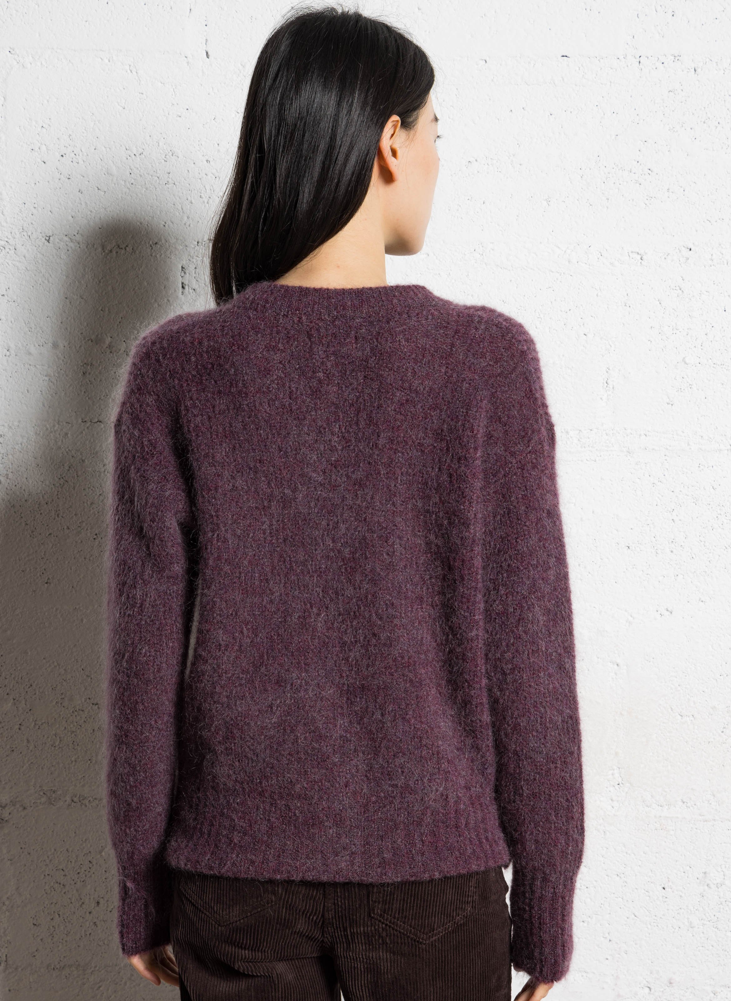 Straight mohair-blend round-neck cardigan MAISON 123 Purple