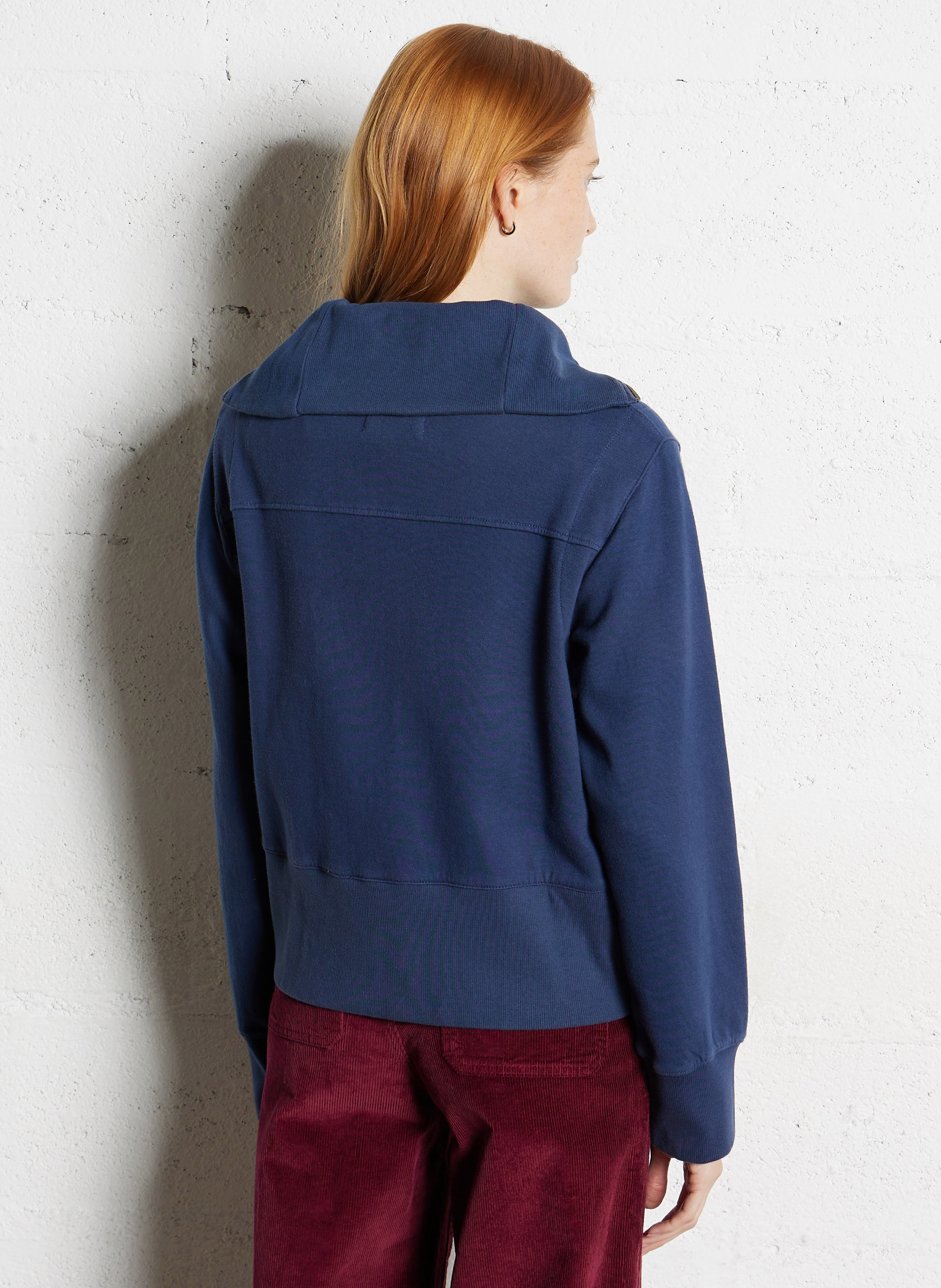 Straight high-neck organic cotton sweatshirt LEON & HARPER Blue
