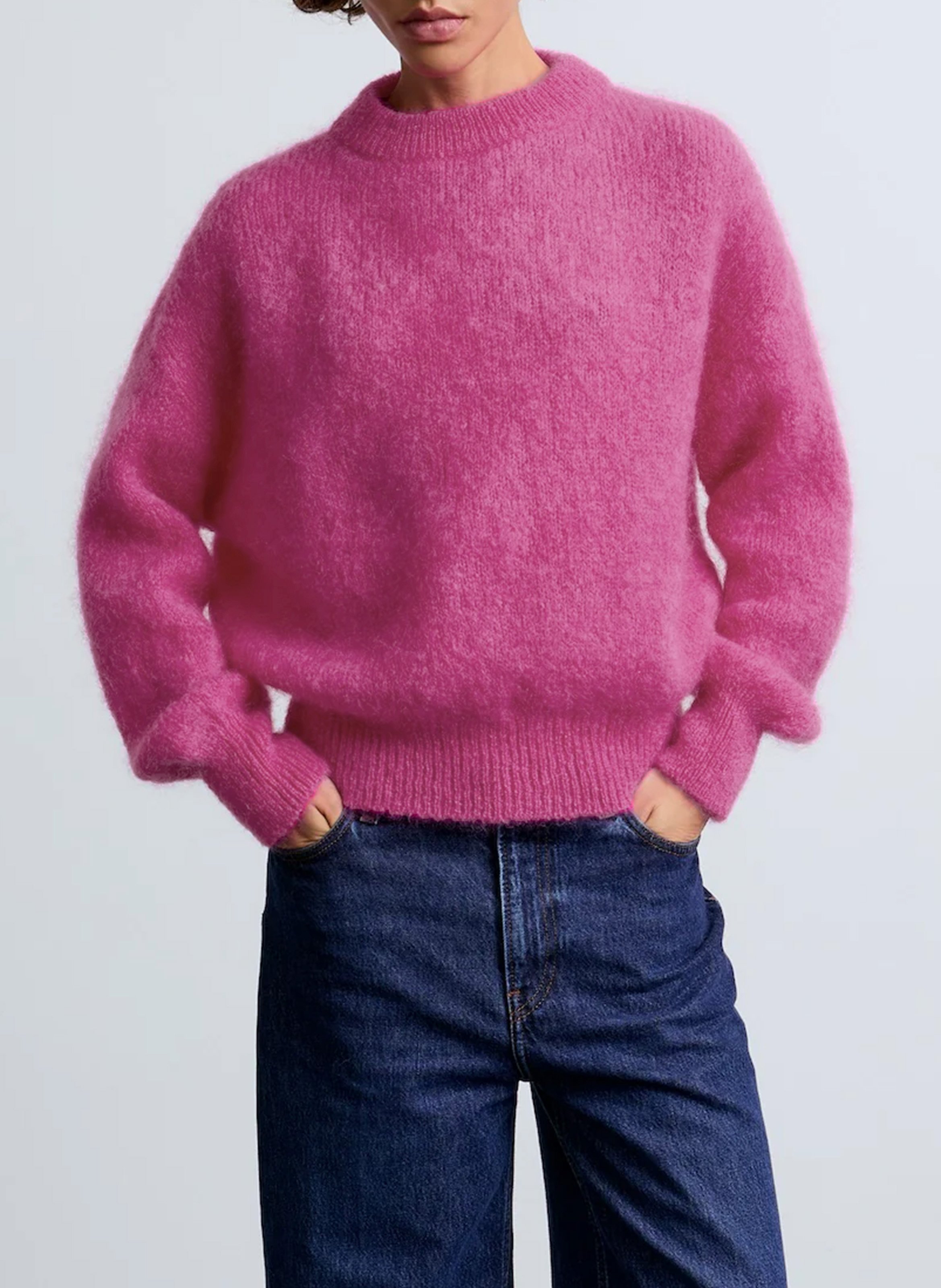 Pull col rond en laine mélangée SURPRISE Rose