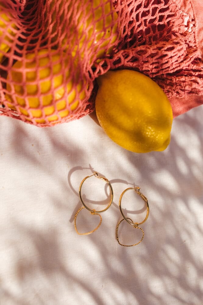 Small heart-shaped gold-plated hoop earrings MONSIEUR SIMONE Golden