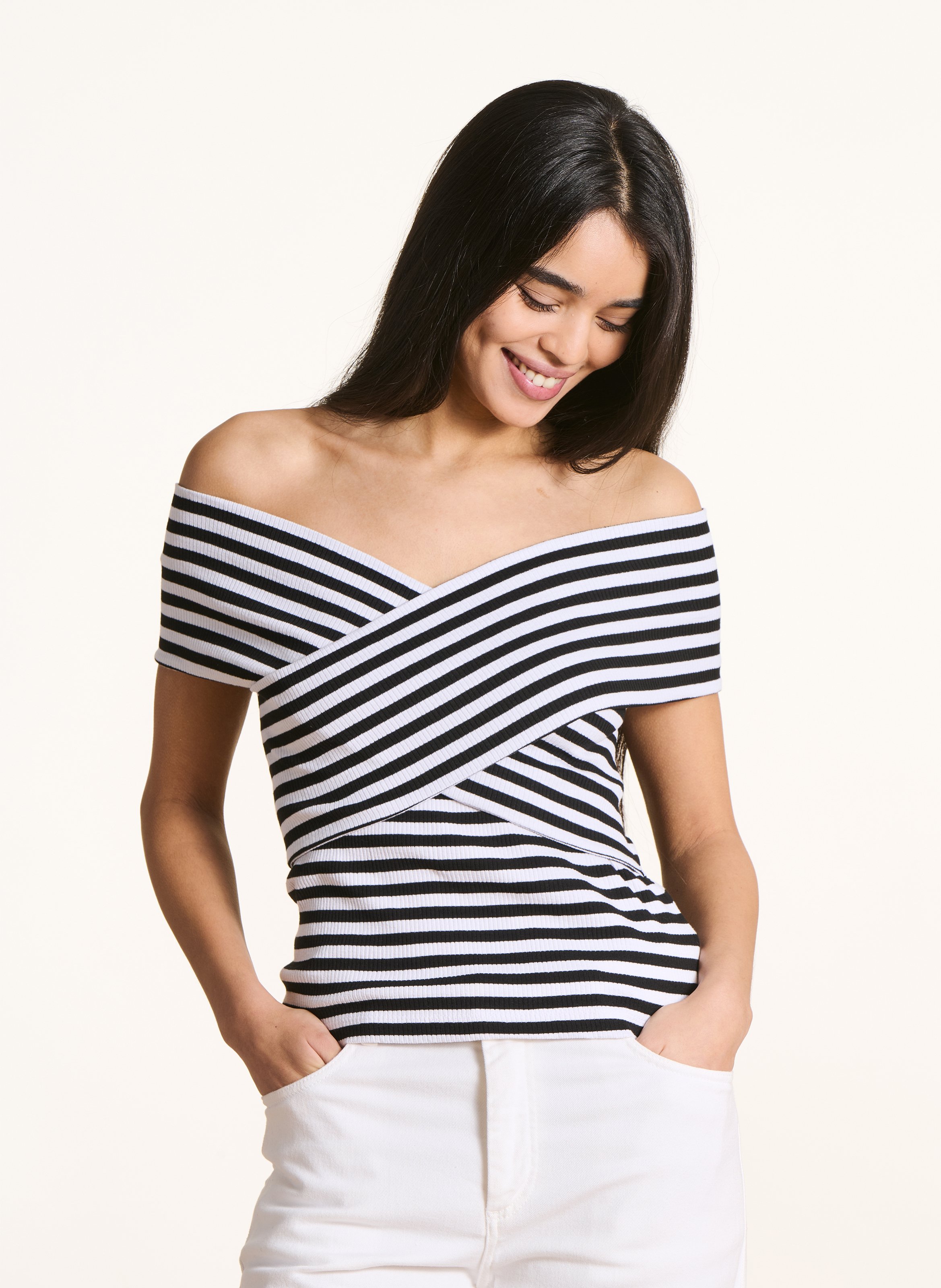 Fitted top in organic cotton LA FEE MARABOUTEE Black