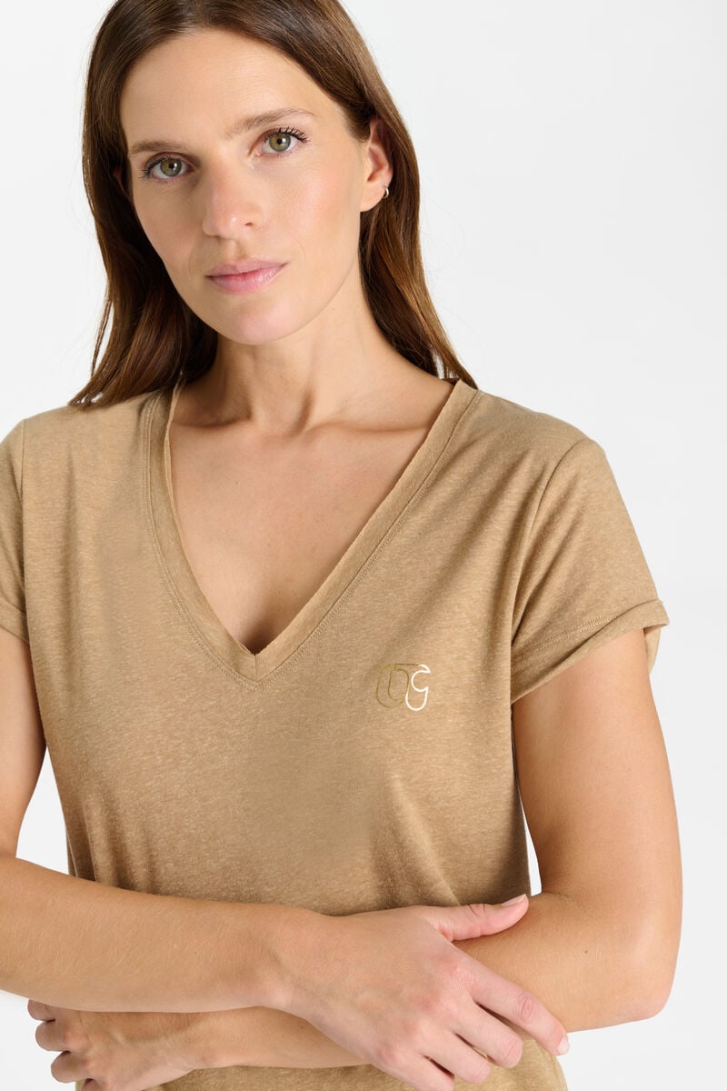 Tommy Badge T-shirt LE TEMPS DES CERISES Brown