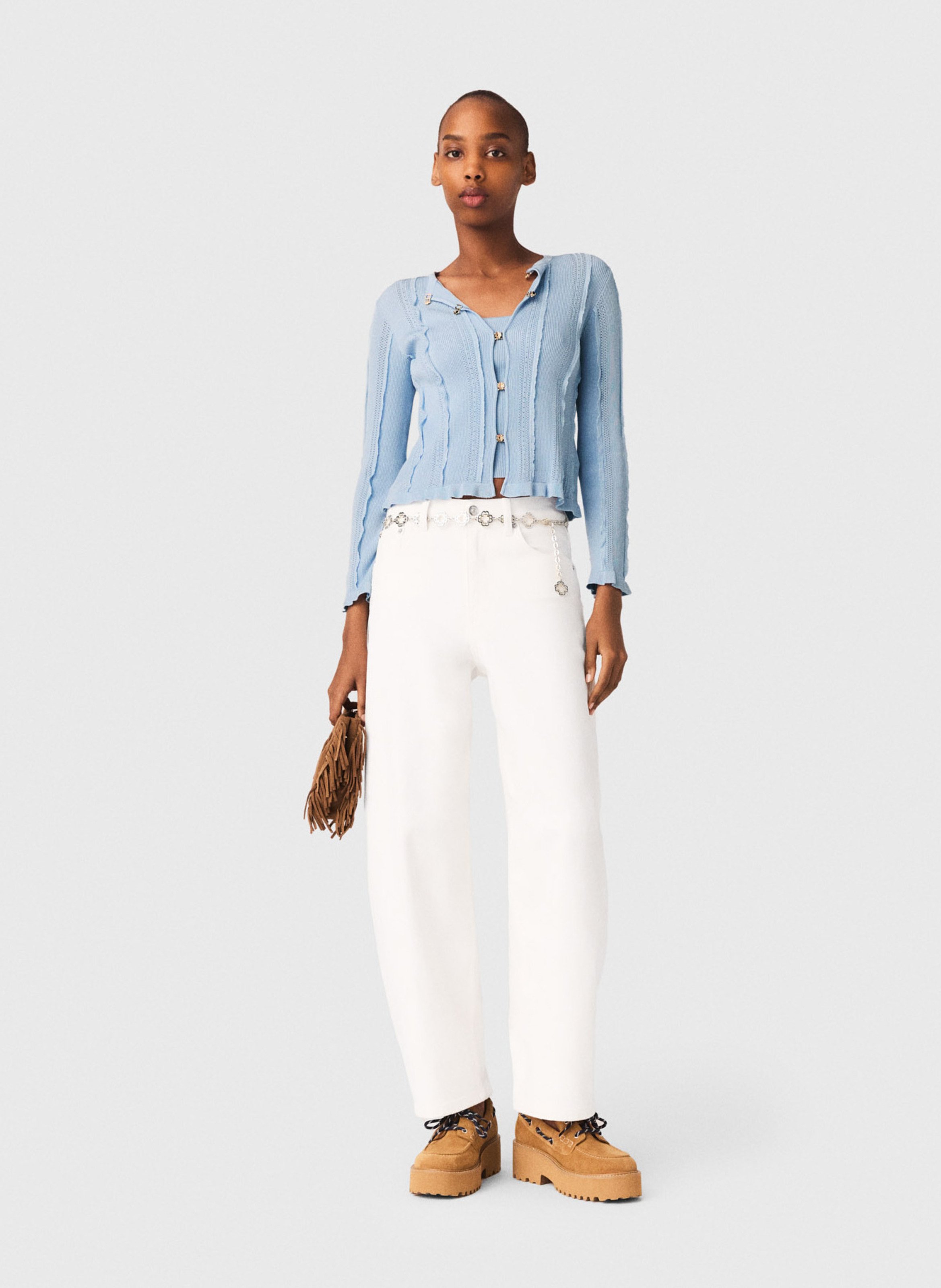 Cardigan 2-in-1 met textuur MAJE Blauw