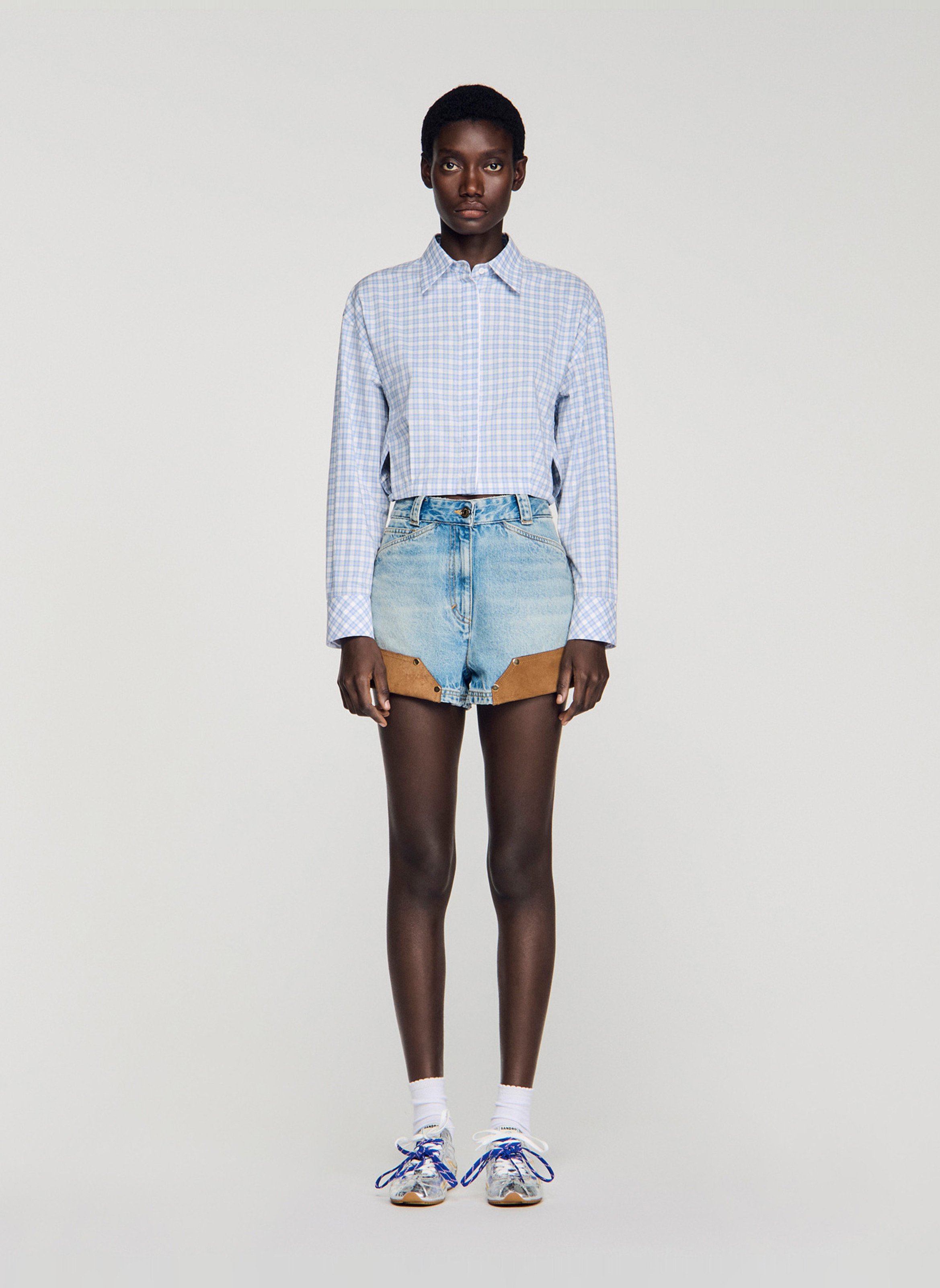 Checked shirt with classic collar SANDRO Blue