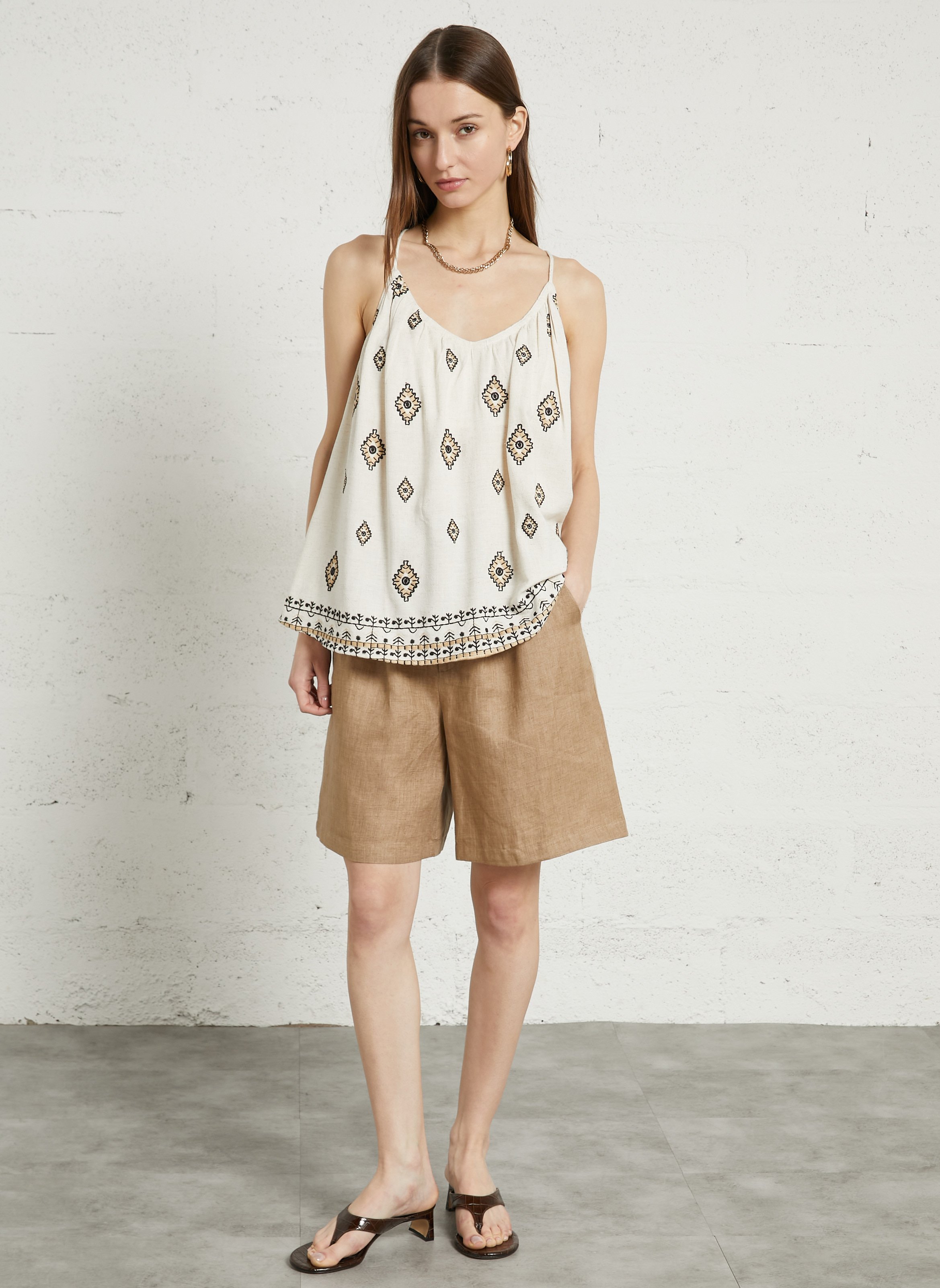 Embroidered top SEE U SOON Beige