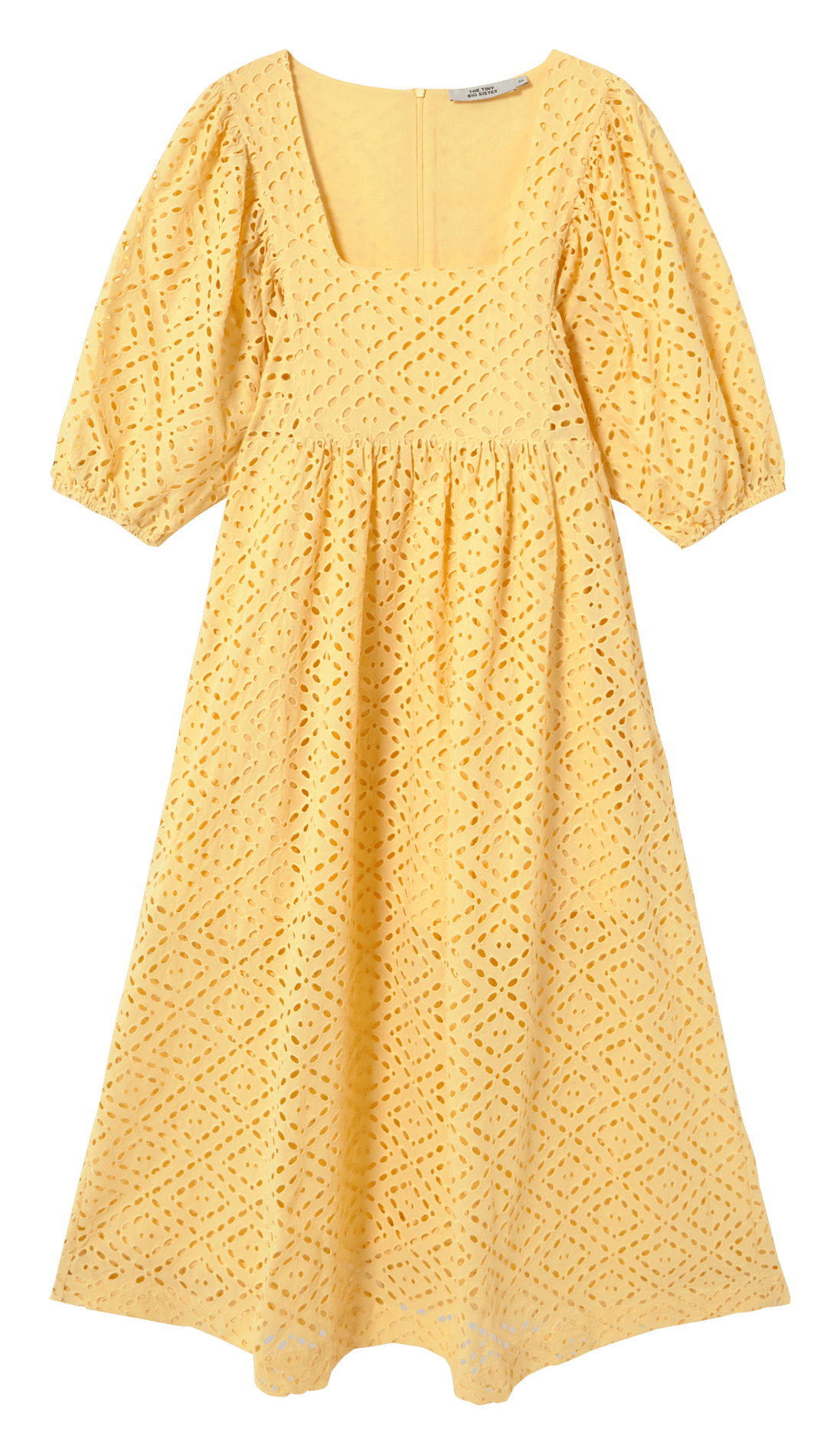 Robe midi brodée en coton THE TINY BIG SISTER Jaune