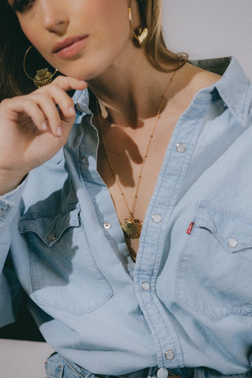 Long gold-plated shell necklace MONSIEUR SIMONE Silver