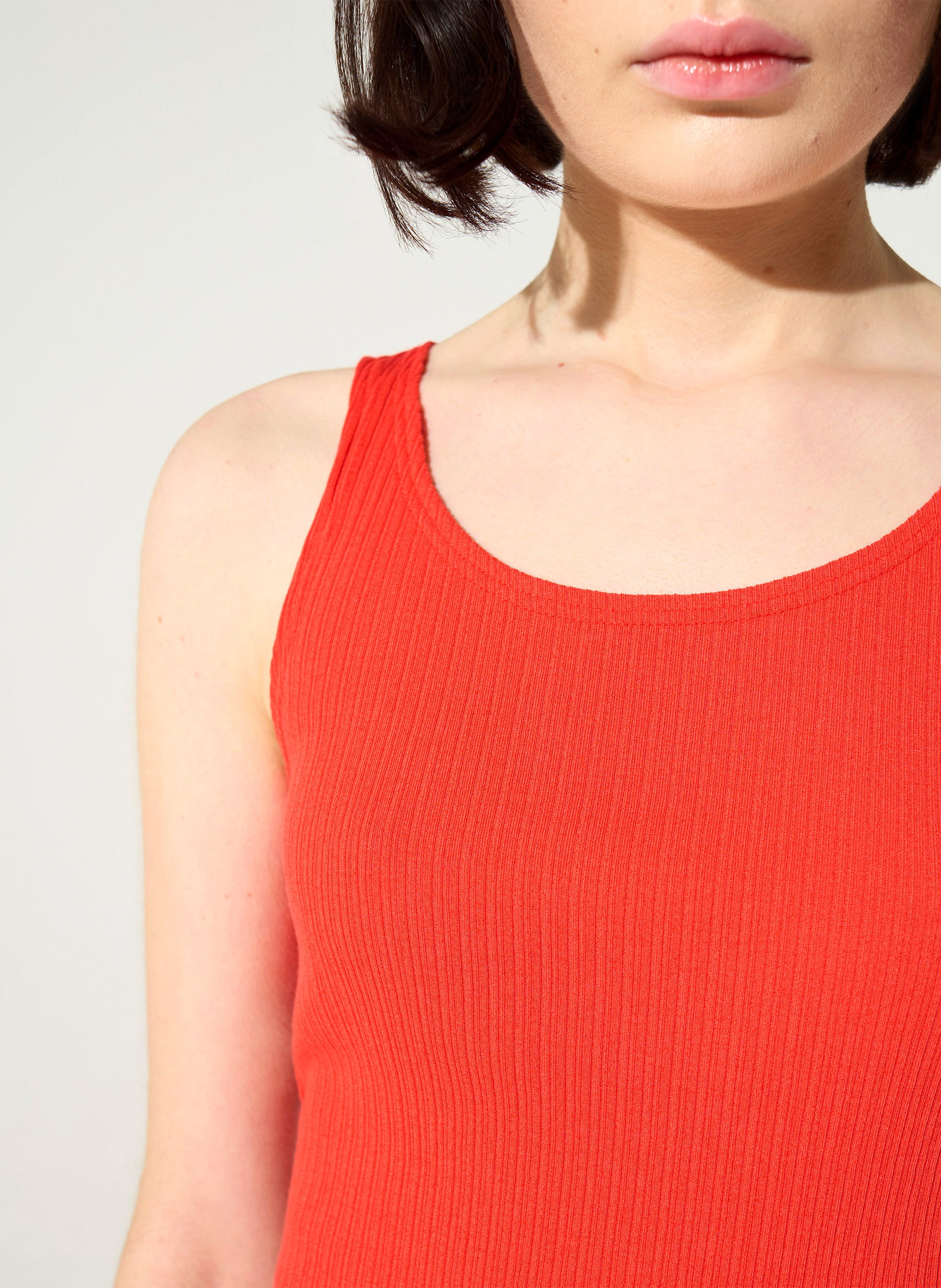 Débardeur droit en maille côtélée COTELAC ACOTE Rouge
