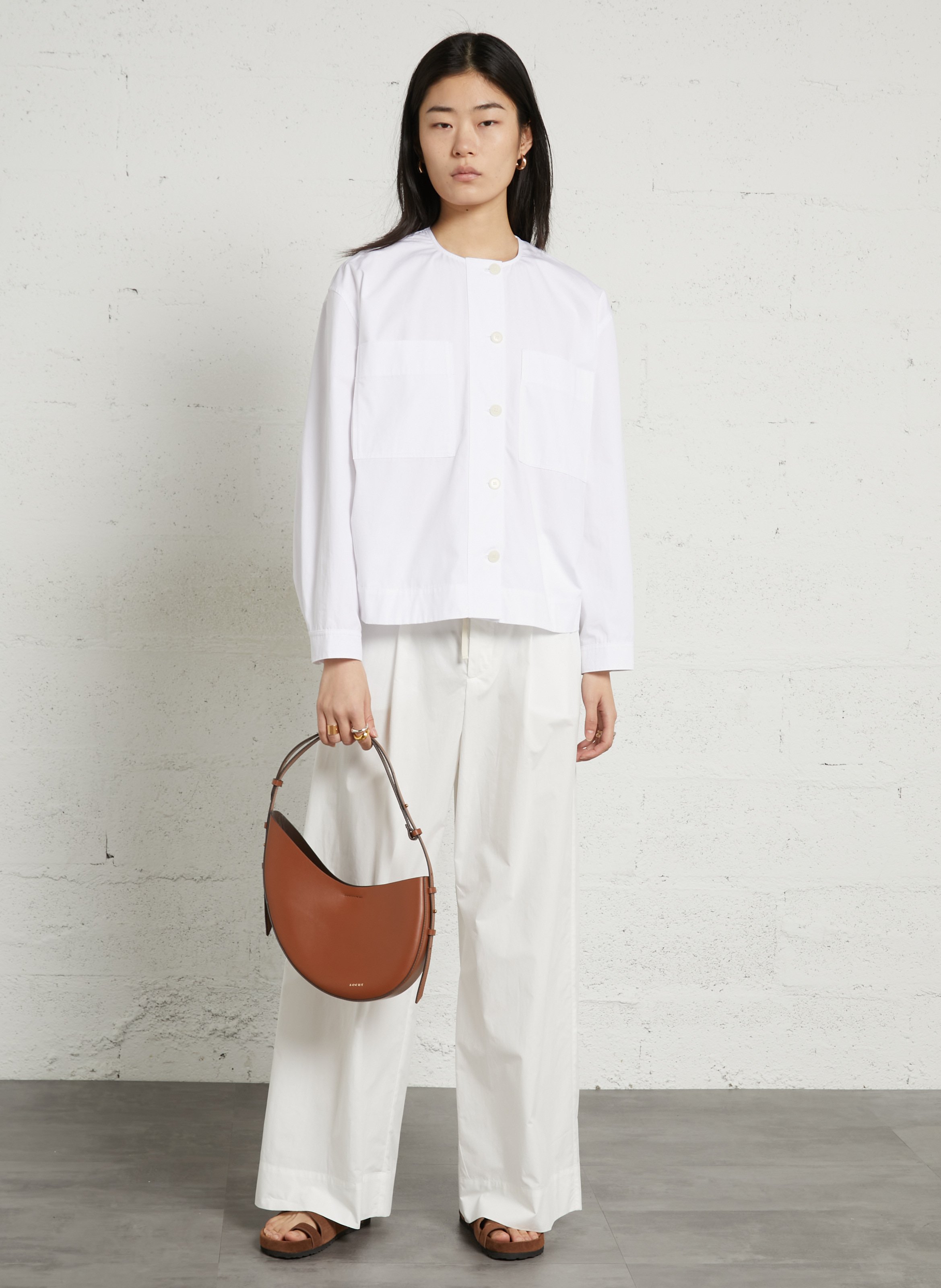 Leather clutch bag SOEUR Beige