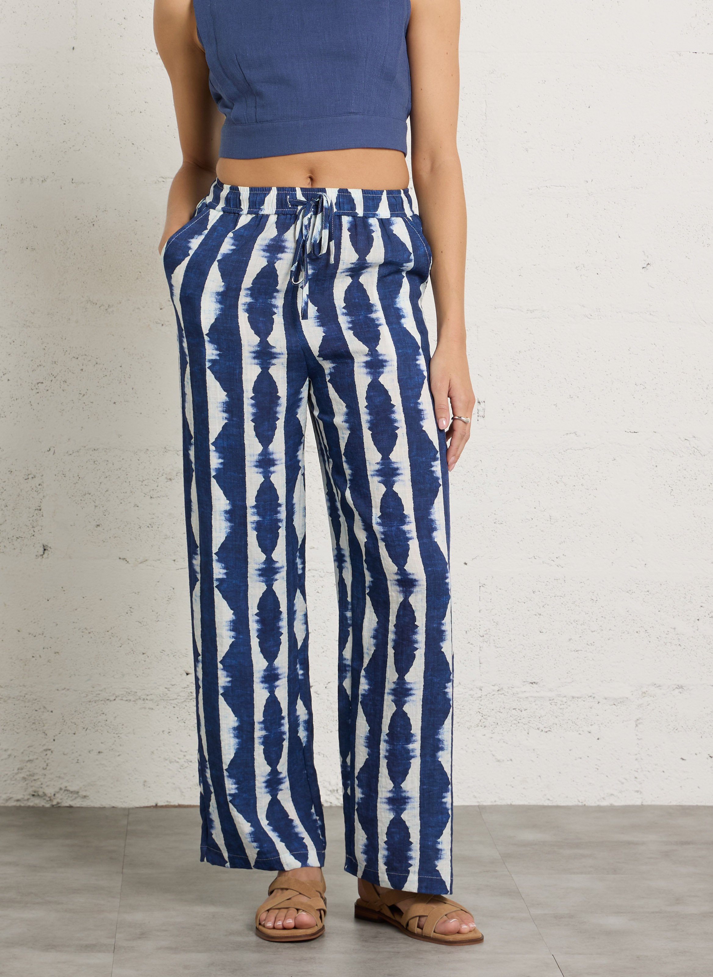 Bazimodo fluid printed wide-leg trousers THE KORNER Blue