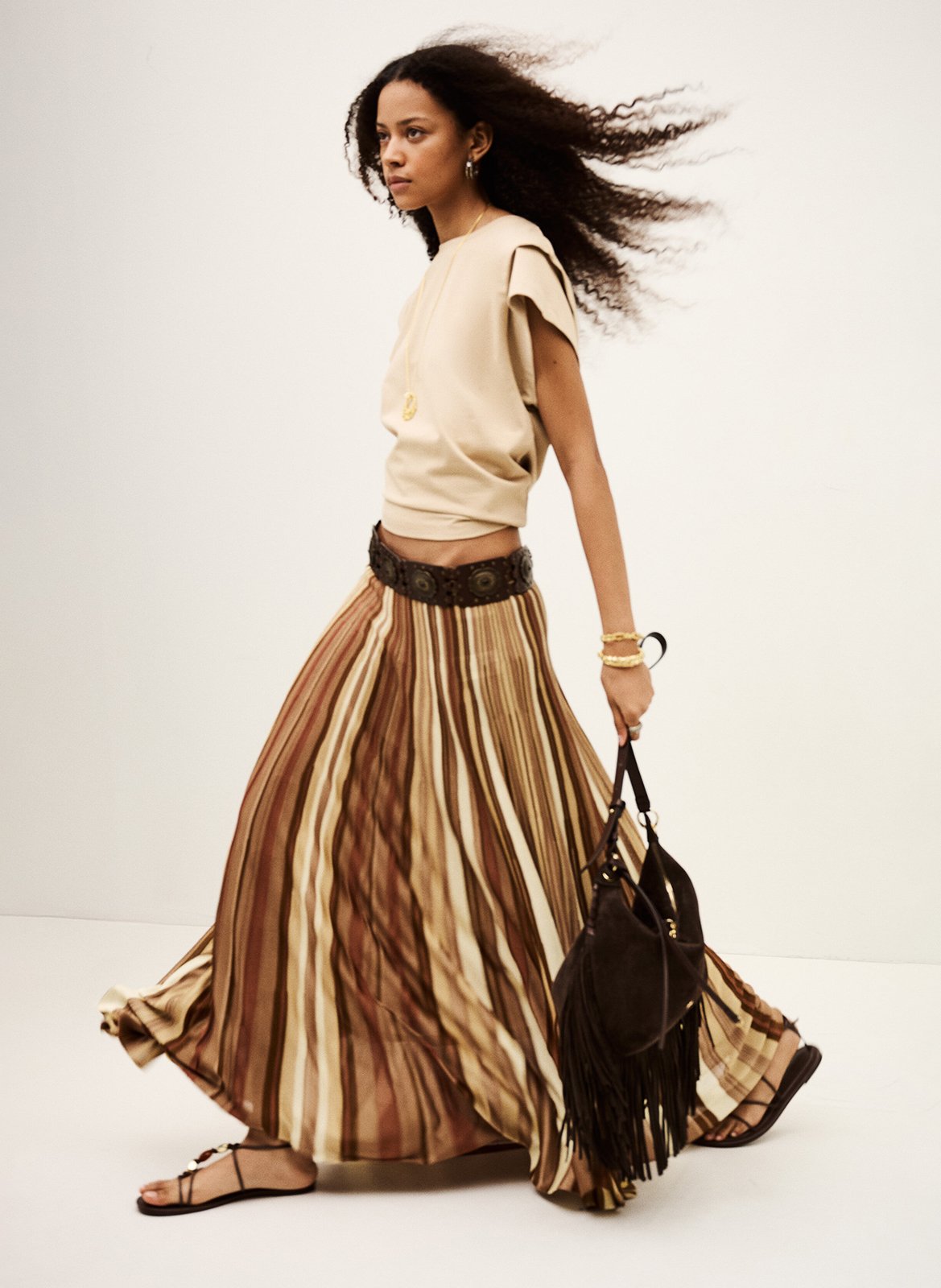 Jupe longue plissée BA&SH Multicolore