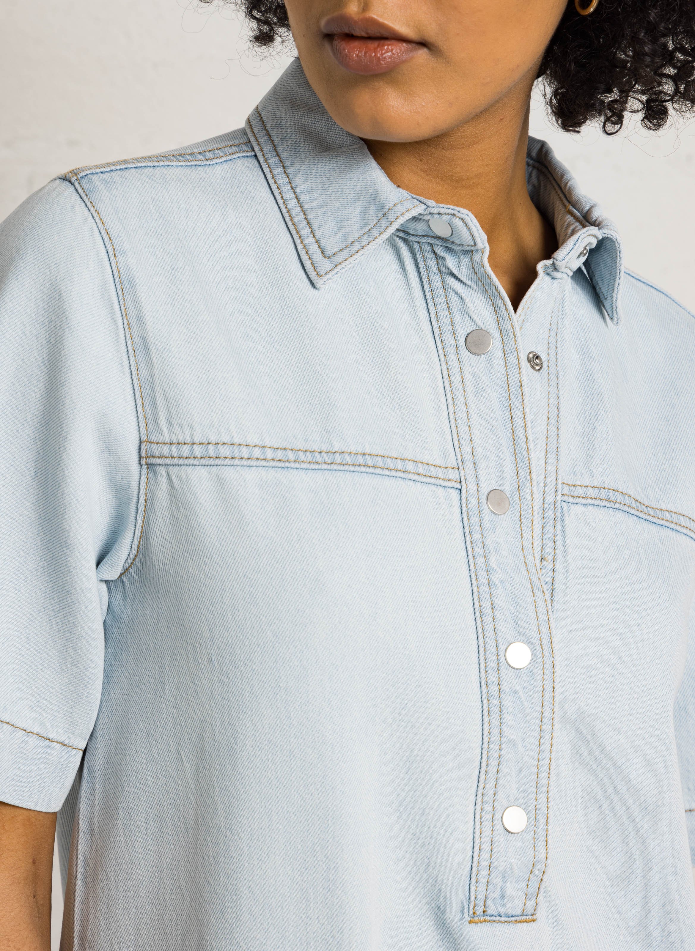 Midi-jurk in denim MAISON 123 Blauw