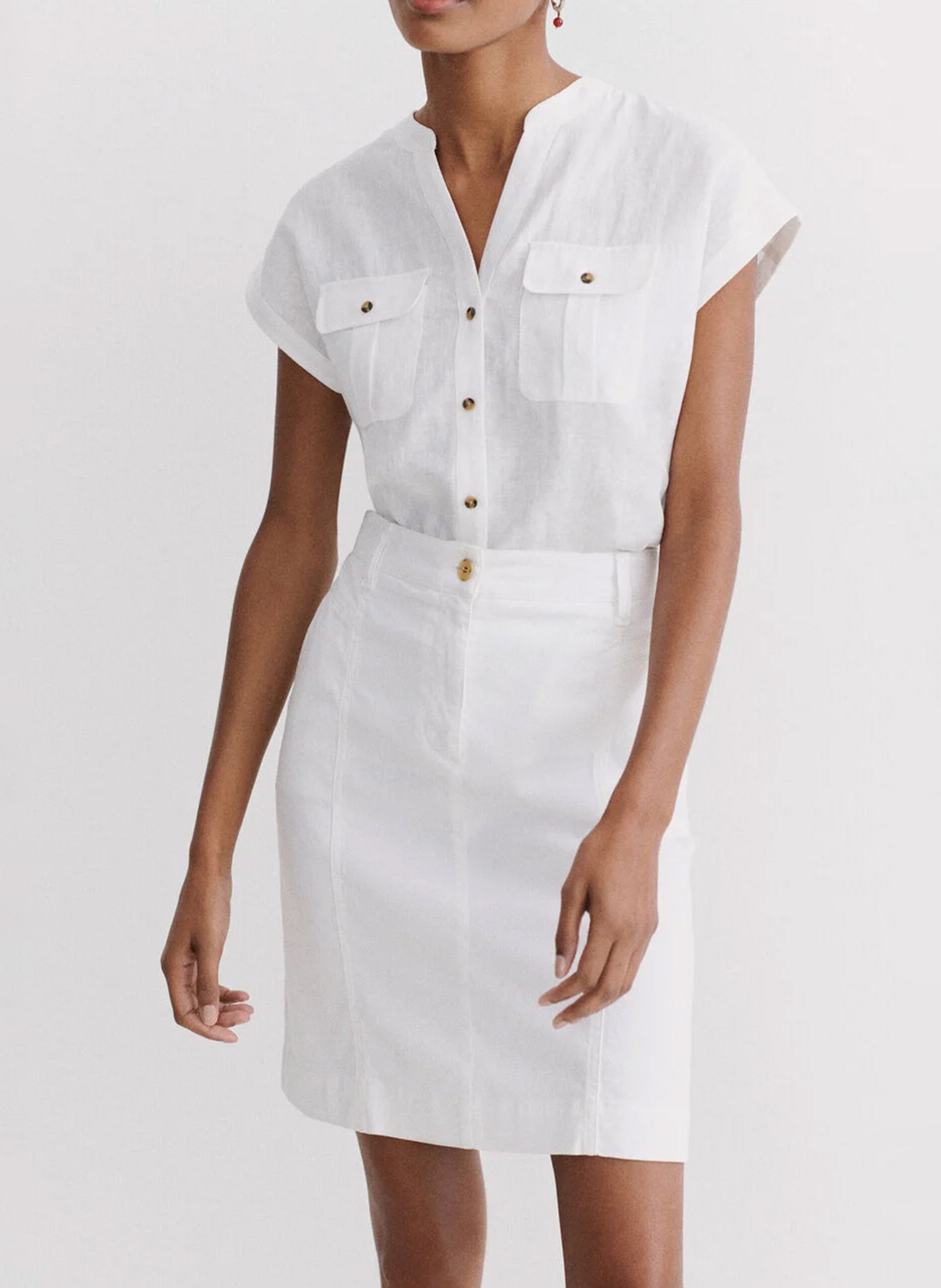 Denim pencil skirt CAROLL White